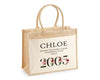 21st Birthday Gift For Women Personalised Jute Bag - Gift For Her Floral Tote Bag - Twenty One 21 Wonderful Since 2005 Shopping Bag BND21T