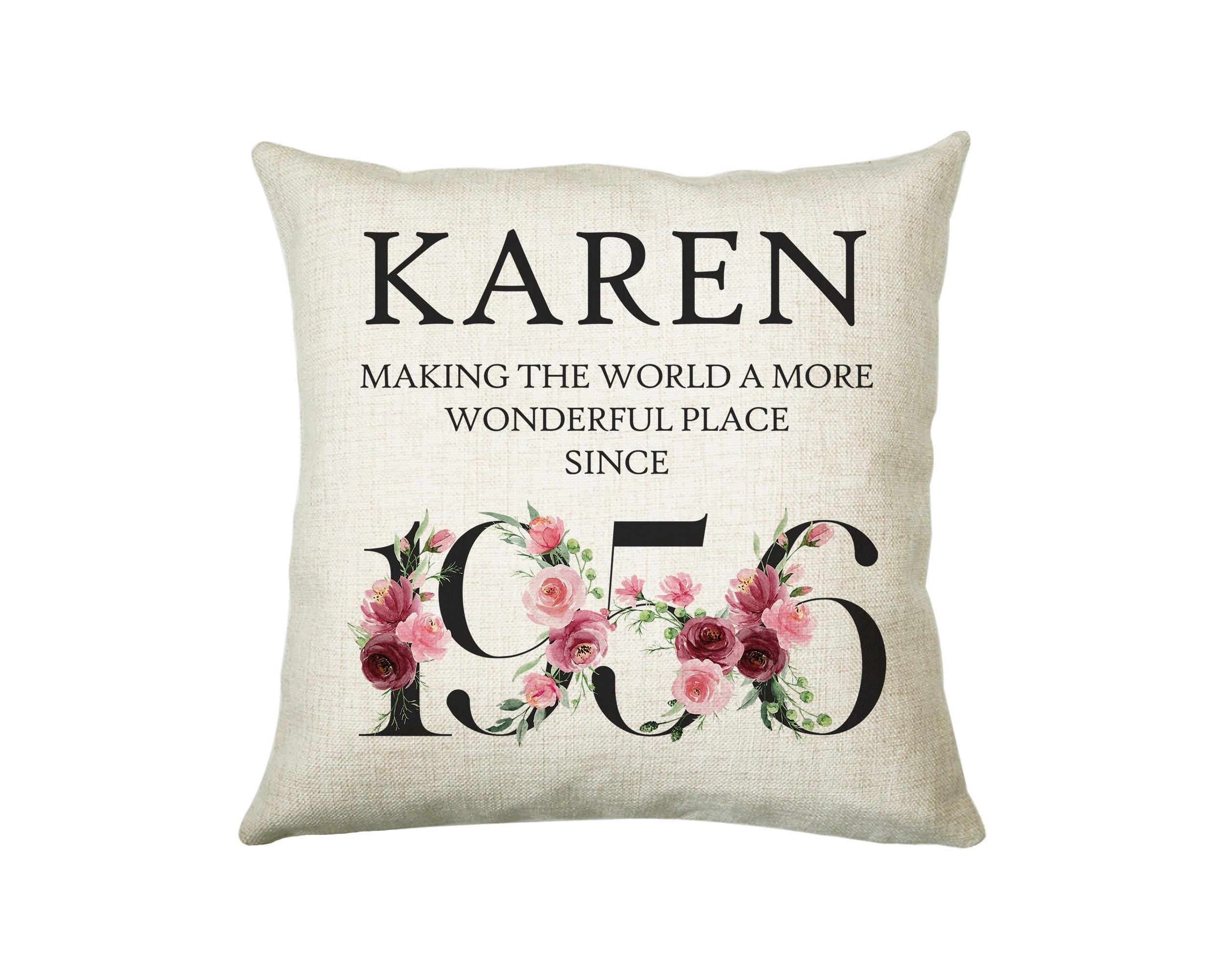 70th Birthday Gift for Women - Personalised 1956 Birthday Cushion Age 70 Gift for Her - Ladies Floral Design Mum Nan Gran Seventy BND70C
