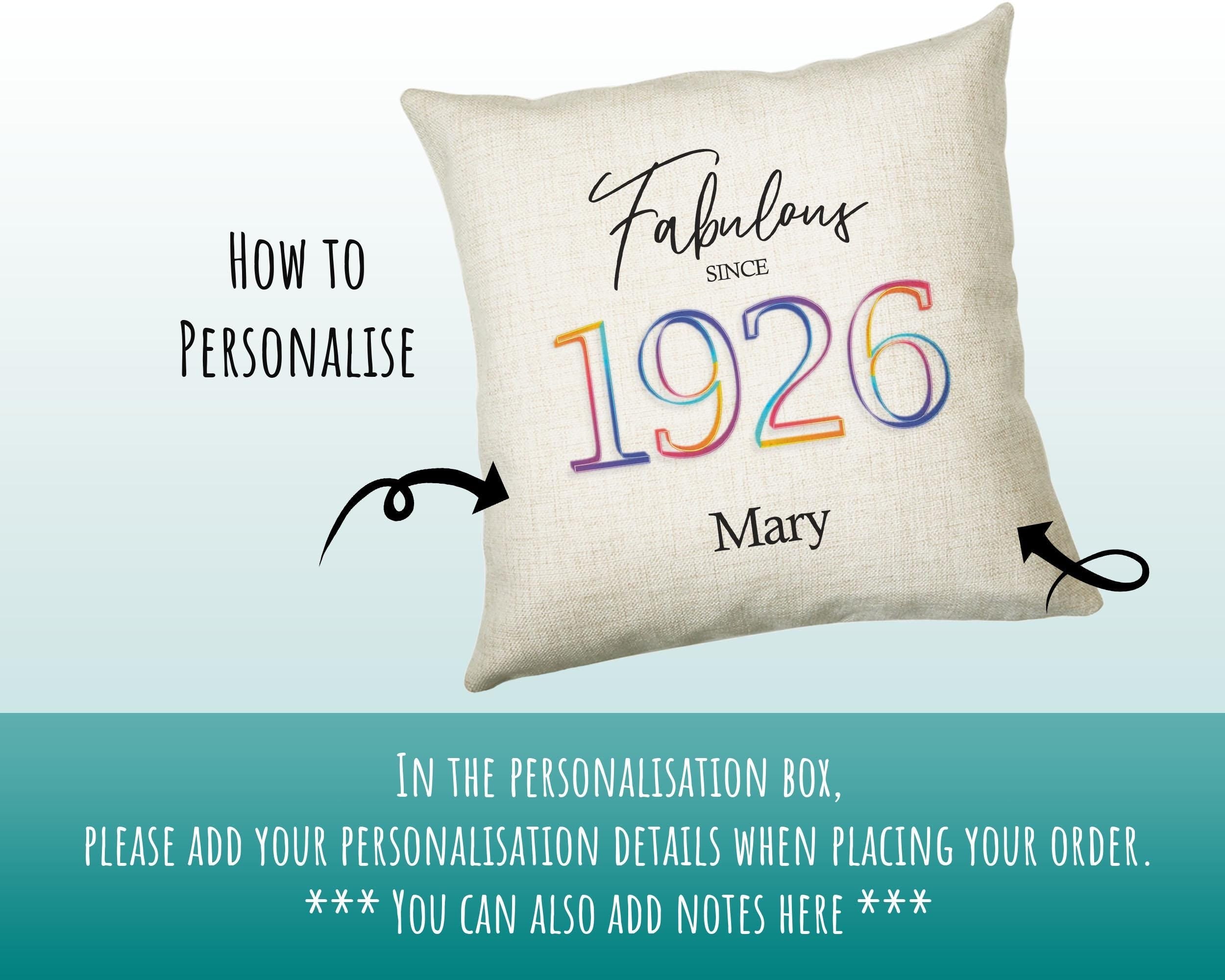 100th Birthday Gift for Women - Personalised 1926 Birthday Cushion Age 100 Gift for Her - Ladies Floral Design Mum Nan Gran Hundred BNN100C