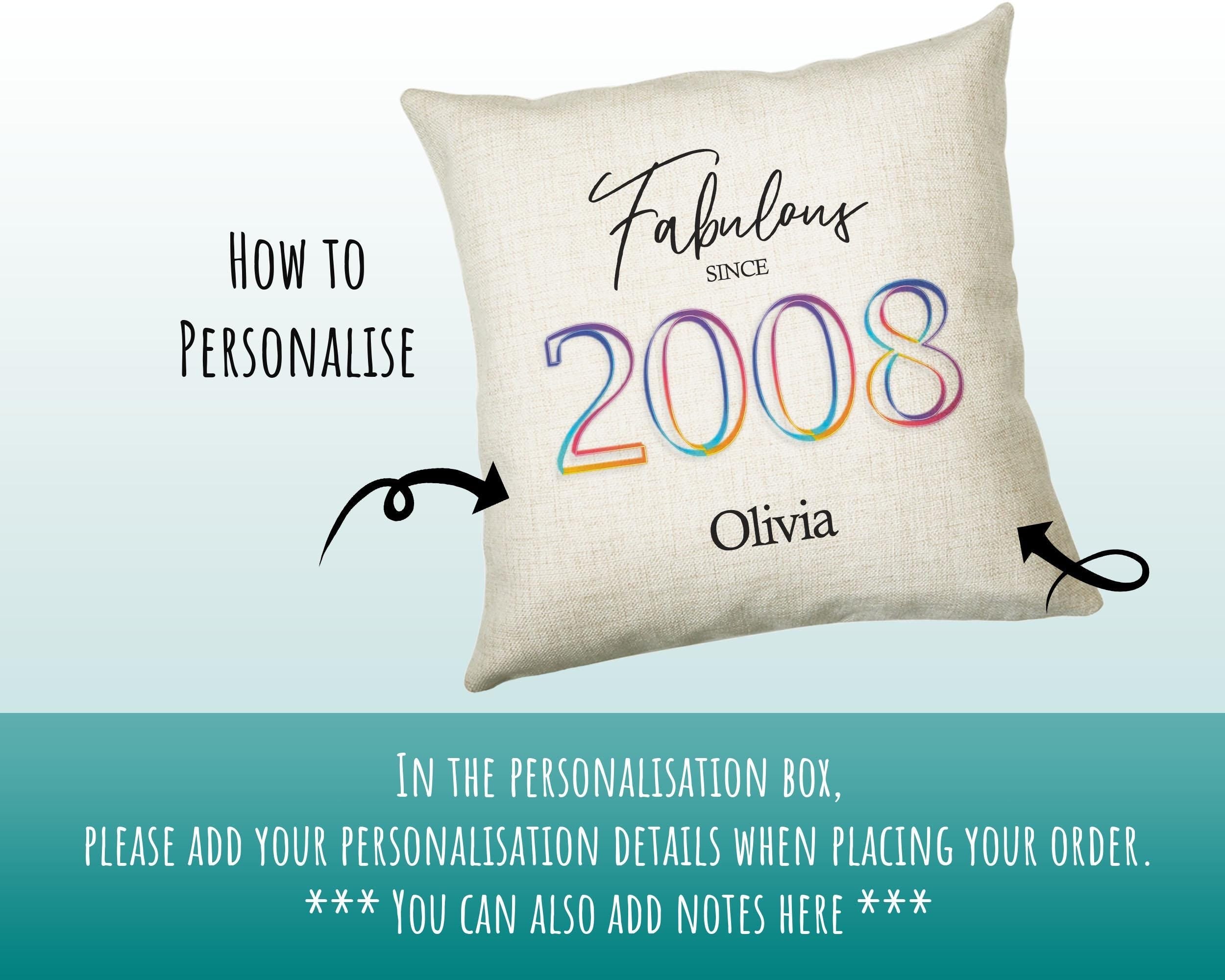 18th Birthday Gift for Women - Personalised 2008 Birthday Cushion Age 18 Gift for Her Ladies Floral Design Daughter Sister Eighteen BNN18C