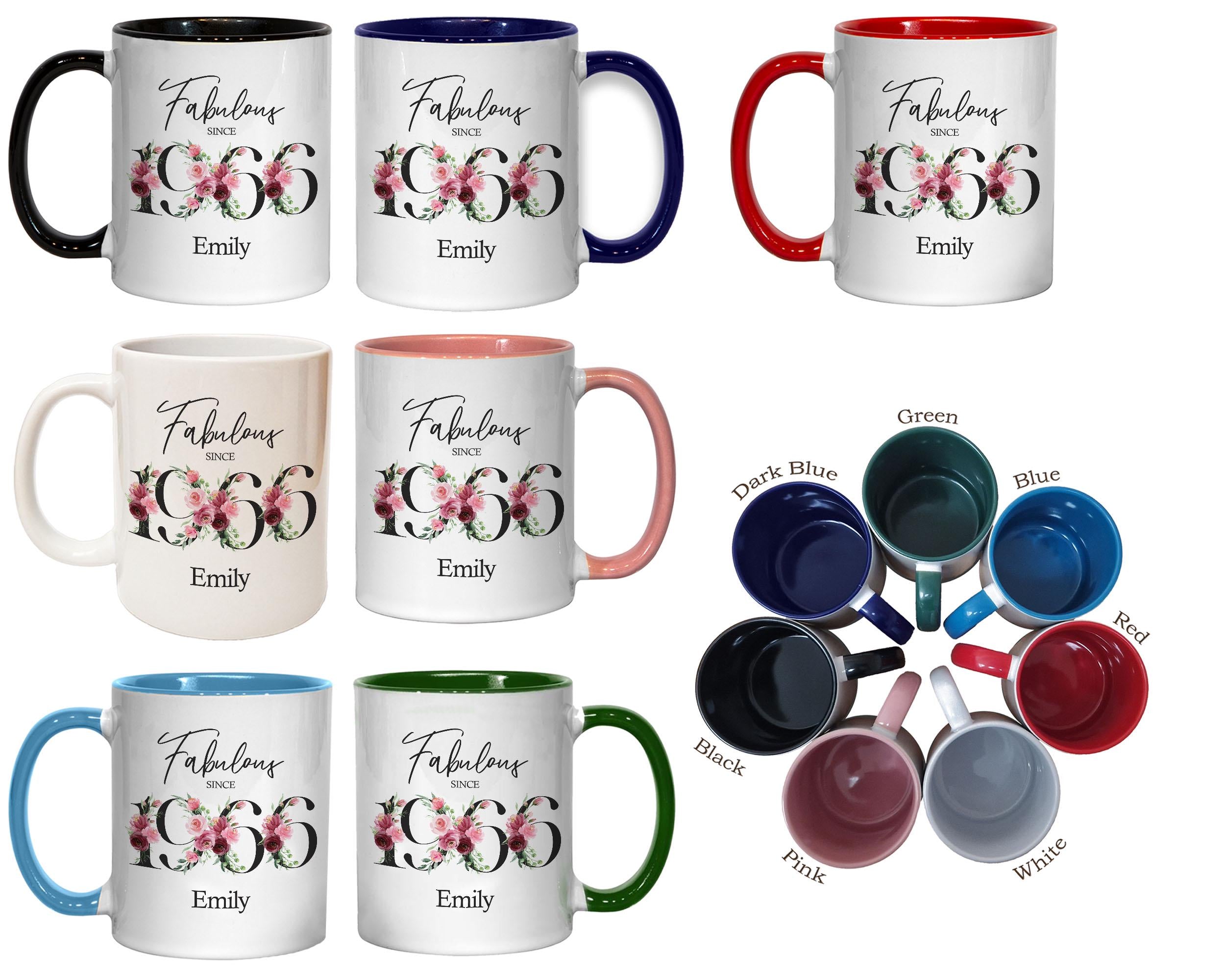 60th Birthday Gift for Women - Fabulous Since 1966 Personalised Coffee Mug Coaster Age 60 Gift for Her - Ladies Floral Design Mum BNC60M