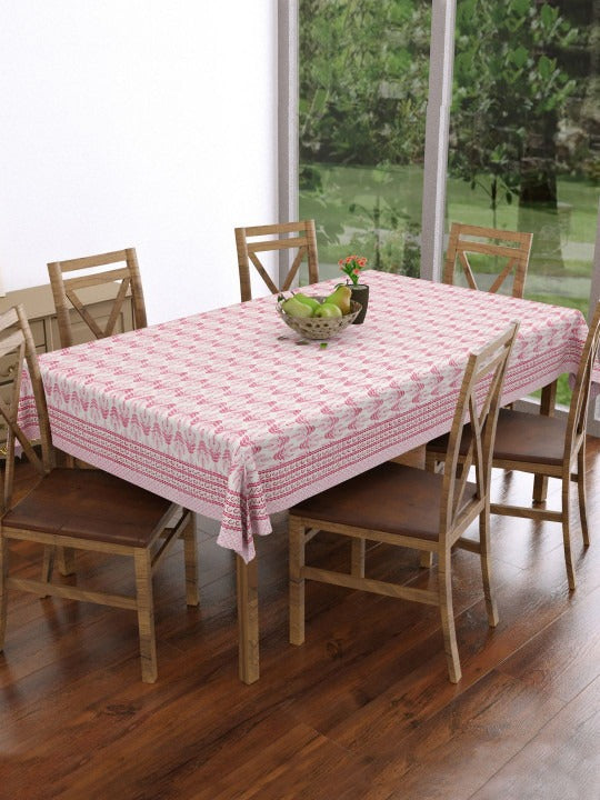 Hand Block Printed (Maroon Motifs) Pure Cotton Table Cloth