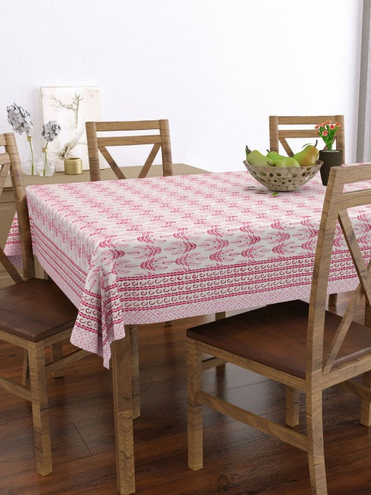 Hand Block Printed (Maroon Motifs) Pure Cotton Table Cloth