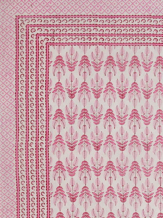 Hand Block Printed (Maroon Motifs) Pure Cotton Table Cloth