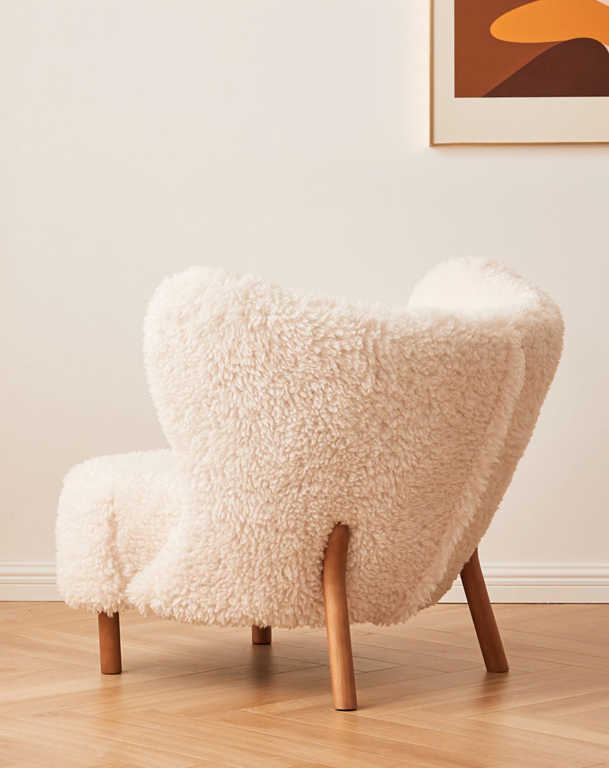 Fitz Lounge Chair, Long Hair, White