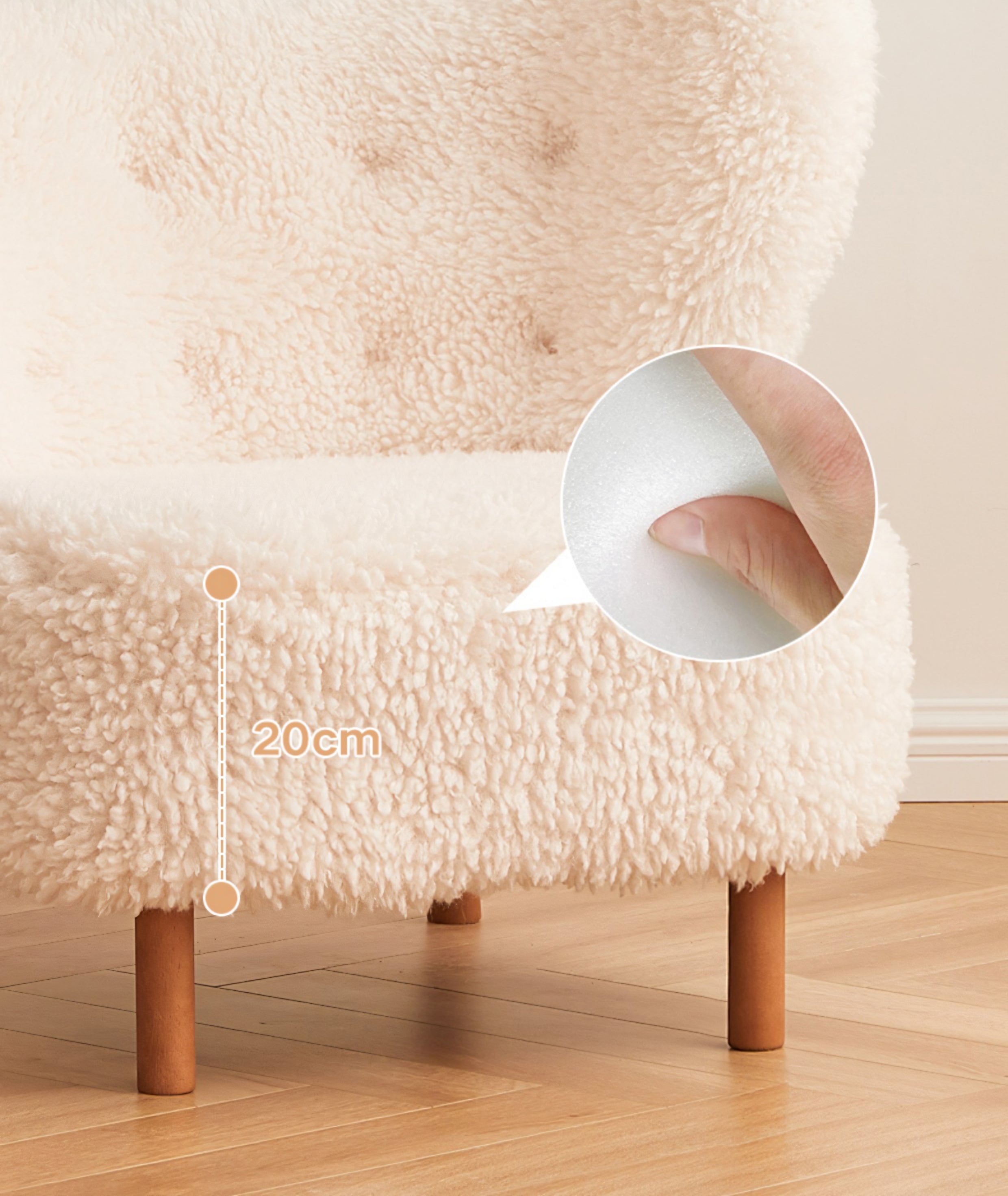 Fitz Lounge Chair, Long Hair, White