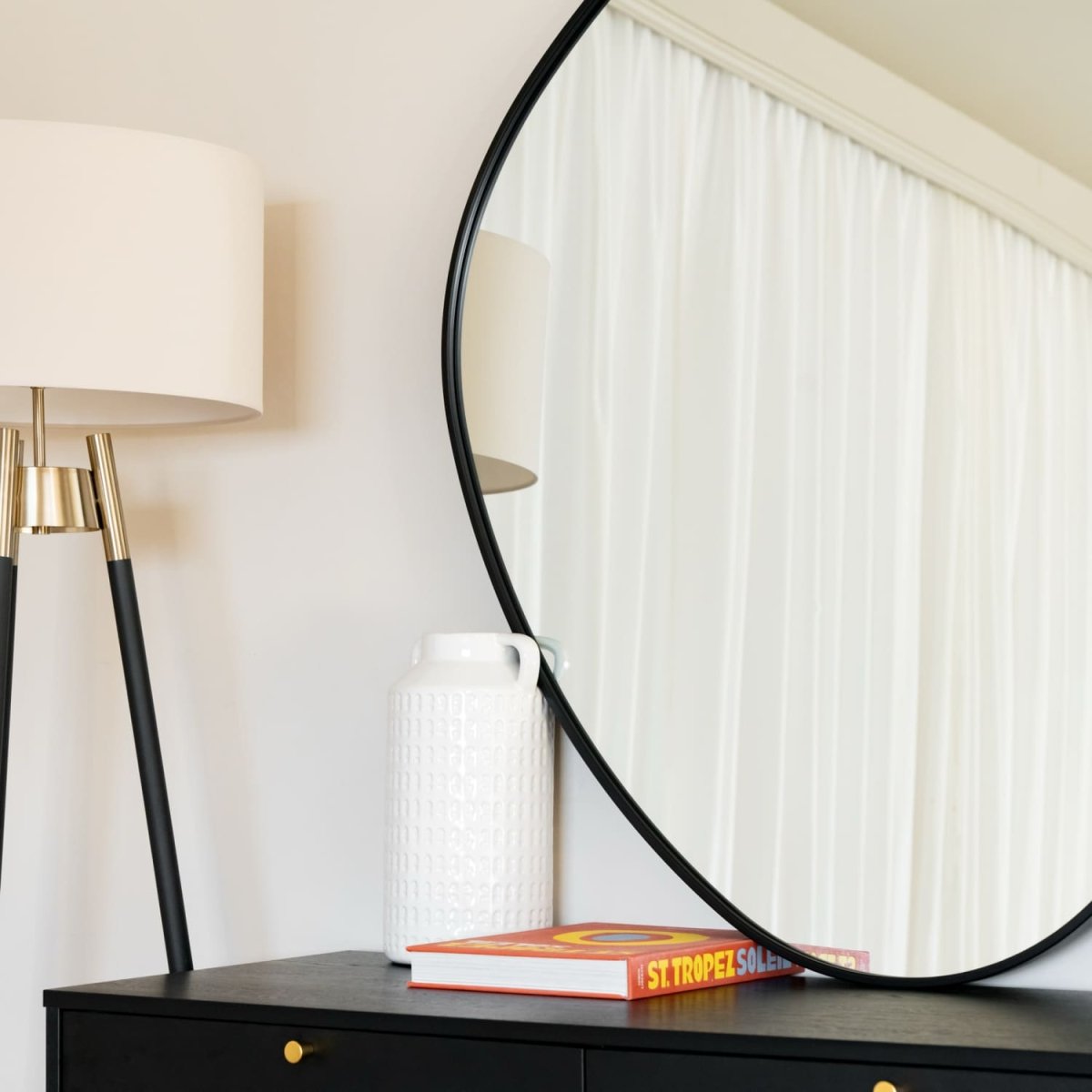 Izumi - Black Metal Irregular Pebble Mirror - 120cm x 90cm - Zestio