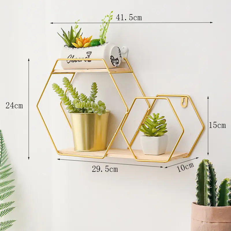 Nordic Iron Wall Shelf – Modern Metal & Wood Storage Rack for Home