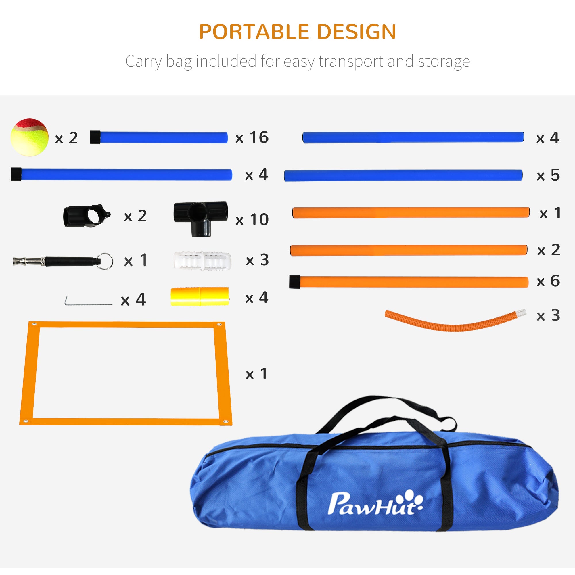 PawHut 4 Pcs Dog Agility Training Equipment, Dog Outdoor Games w/ Carry Bag
