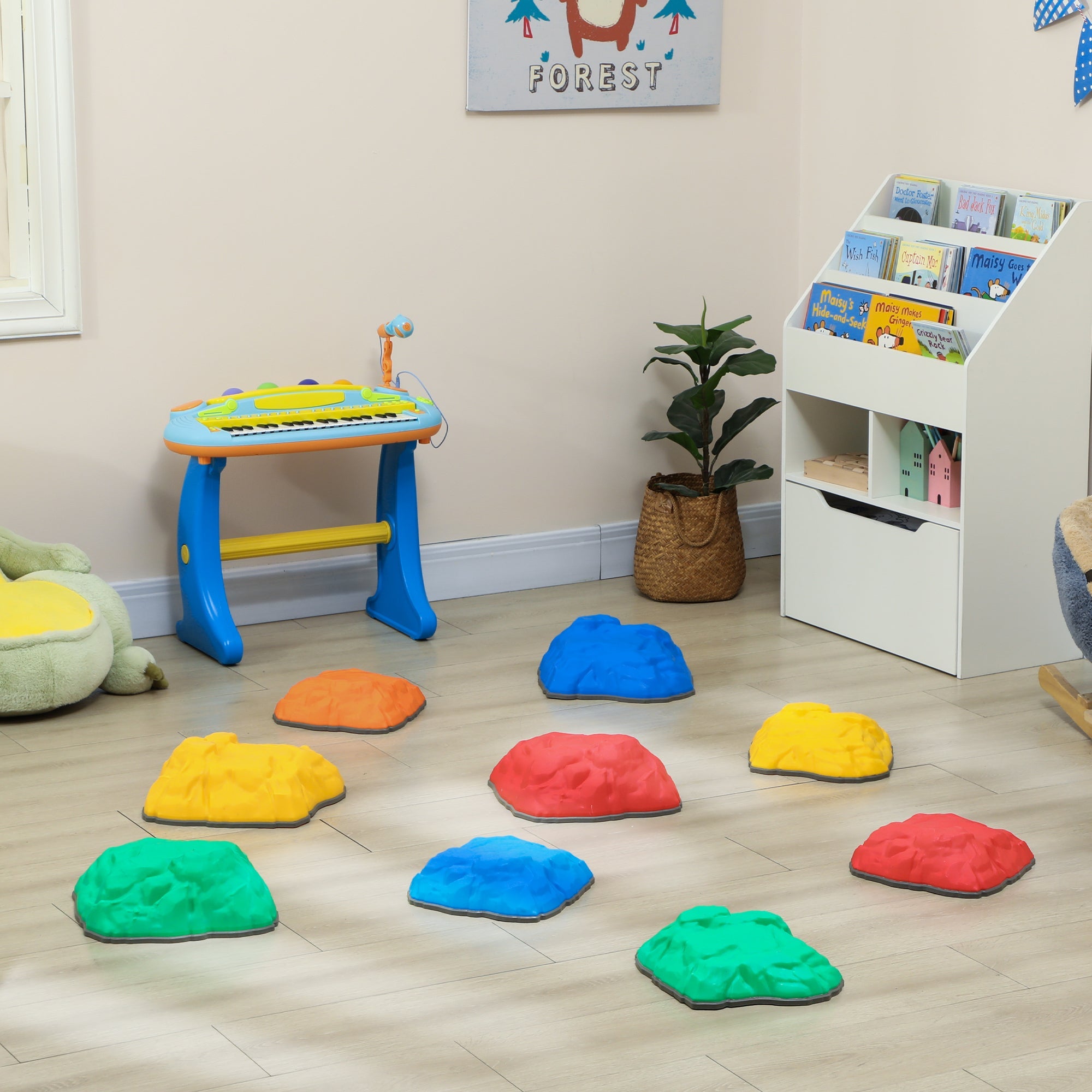 AIYAPLAY Balance Stepping Stones for Kids, 9 PCS River Stones Non-slip Bottom