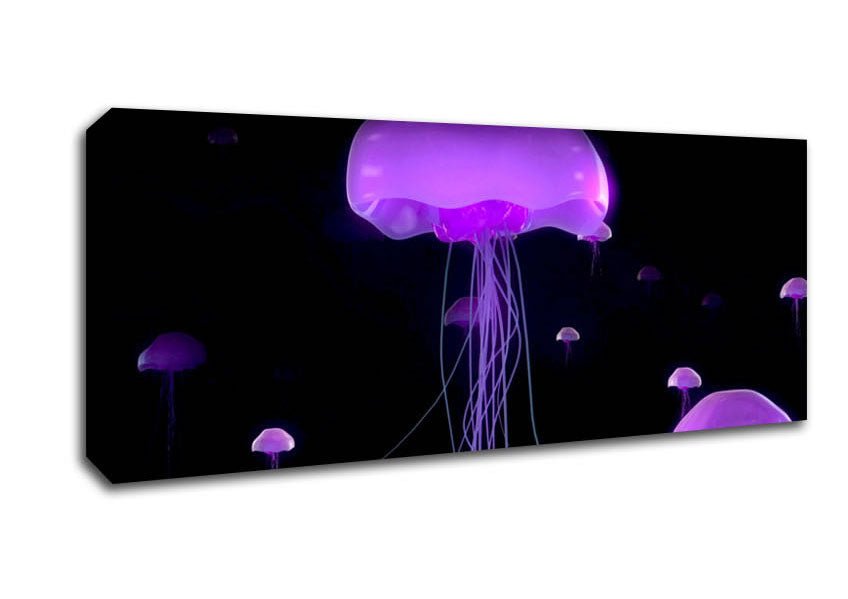 Jellyfish Lights Up The Ocean Canvas Wall Art - Zestio