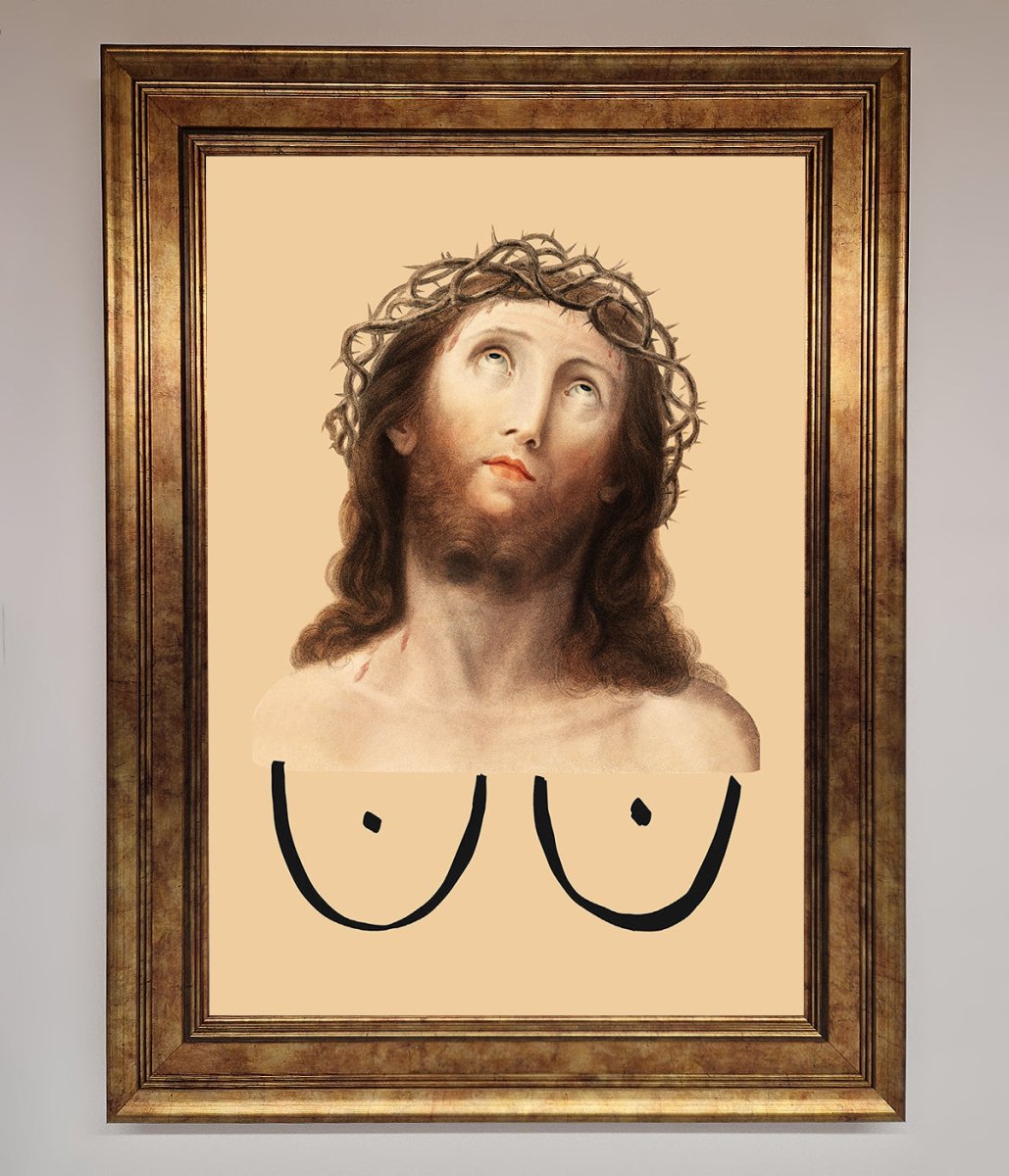 Jesus Breasts Framed Poster - Zestio