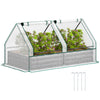 Outsunny Raised Garden Bed Planter Box with Greenhouse, White and Dark Grey