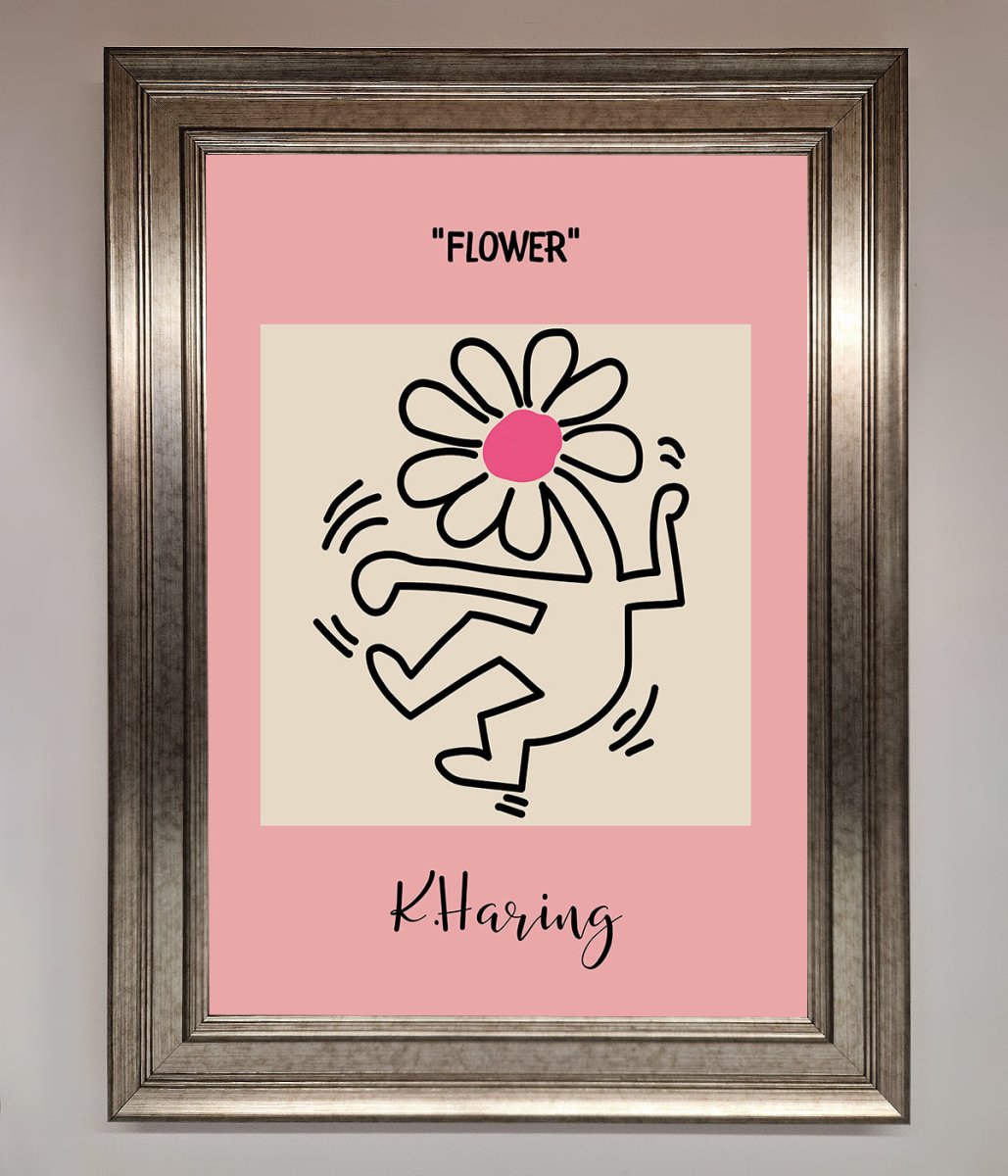 Keith Haring Flower Pink Framed Poster - Zestio