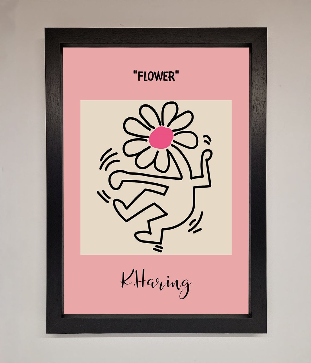 Keith Haring Flower Pink Framed Poster - Zestio