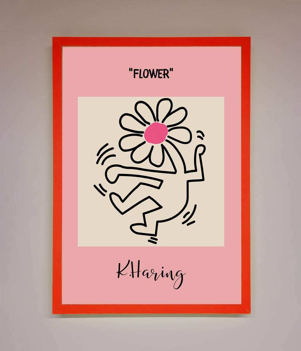 Keith Haring Flower Pink Framed Poster - Zestio