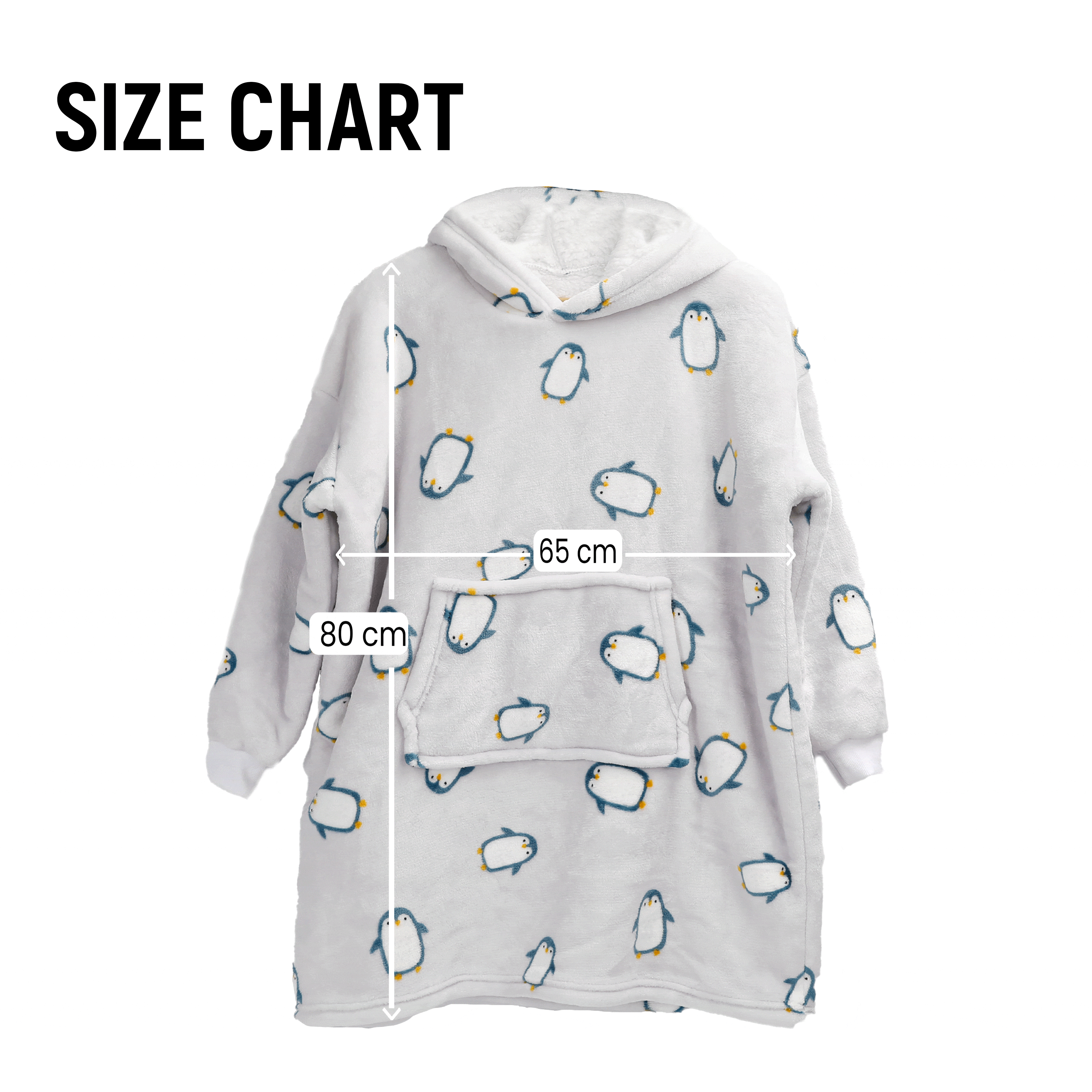 OLIVIA ROCCO Kids Oversized Hooded Penguin Blanket Hoodie Ultra Soft Sherpa Flannel For Ages 8 To 15 Cozy Warm Lounge Wear