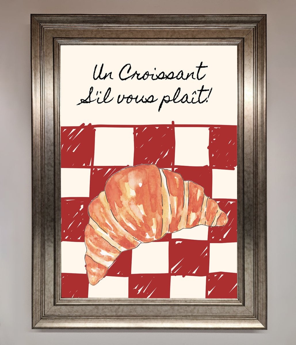 Kitchen Croissant Red Check Framed Print - Zestio