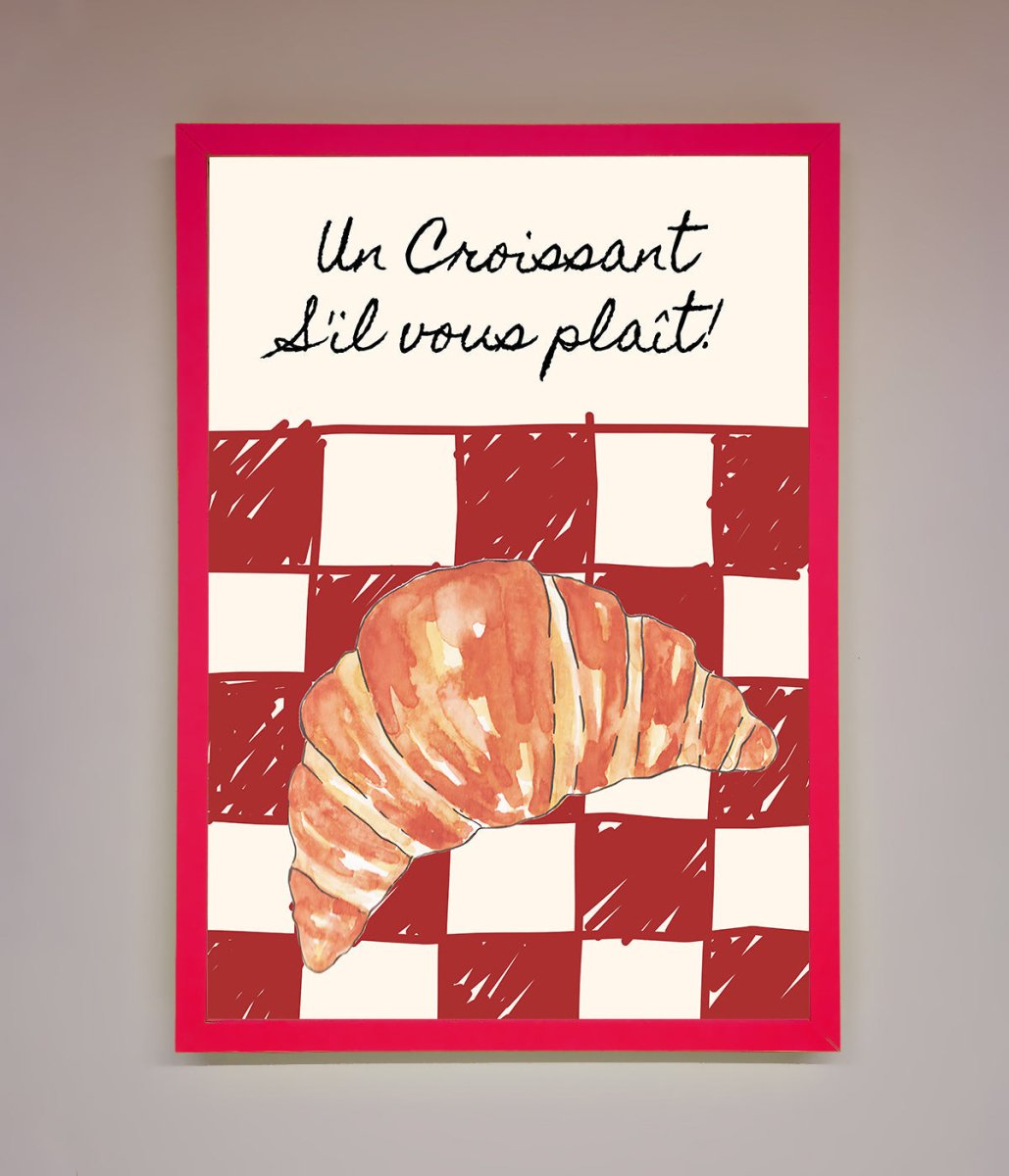 Kitchen Croissant Red Check Framed Print - Zestio