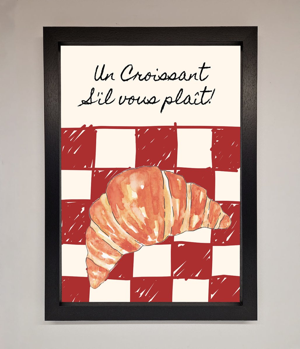 Kitchen Croissant Red Check Framed Print - Zestio