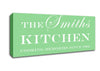 Kitchen Quote Your Family Name And Date Kitchen Green Canvas Wall Art - Zestio
