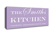 Kitchen Quote Your Family Name And Date Kitchen Lilac Canvas Wall Art - Zestio