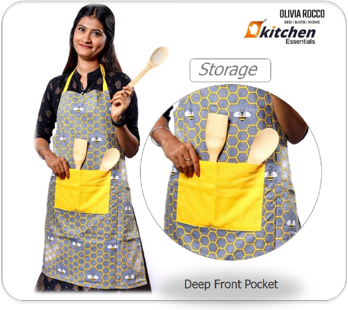 OLIVIA ROCCO Kitchen Sets With Apron Double Oven Gloves Towel Set Oven Mitts Pot Holder Five Piece Heat Resistant For Home Baking