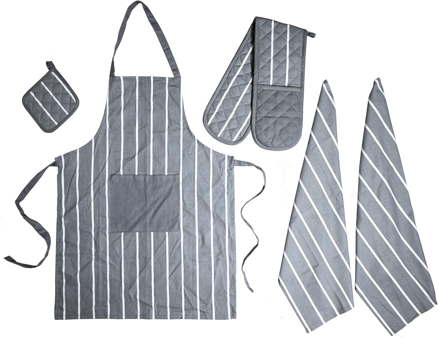 OLIVIA ROCCO Kitchen Sets With Apron Double Oven Gloves Towel Set Oven Mitts Pot Holder Five Piece Heat Resistant For Home Baking