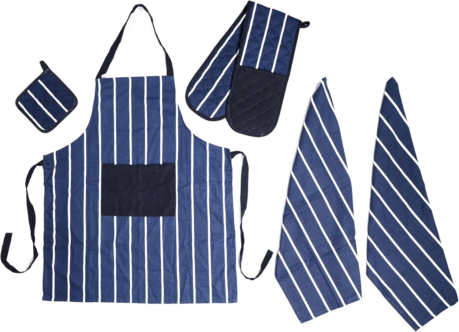 OLIVIA ROCCO Kitchen Sets With Apron Double Oven Gloves Towel Set Oven Mitts Pot Holder Five Piece Heat Resistant For Home Baking