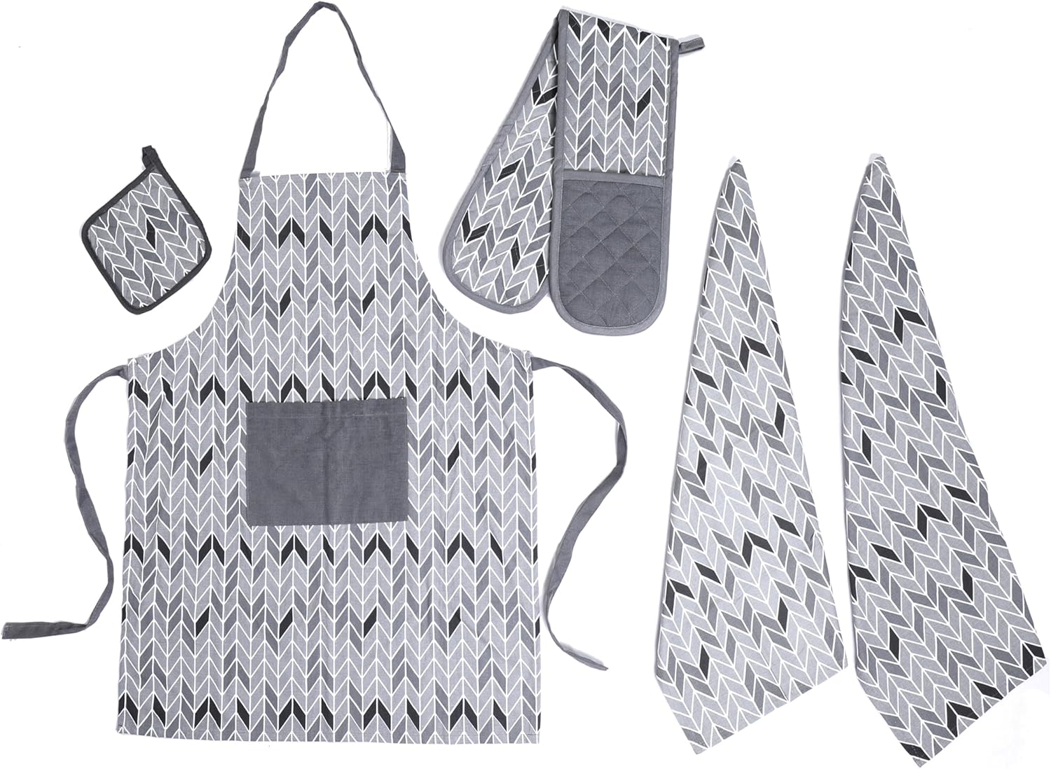 OLIVIA ROCCO Kitchen Sets With Apron Double Oven Gloves Towel Set Oven Mitts Pot Holder Five Piece Heat Resistant For Home Baking