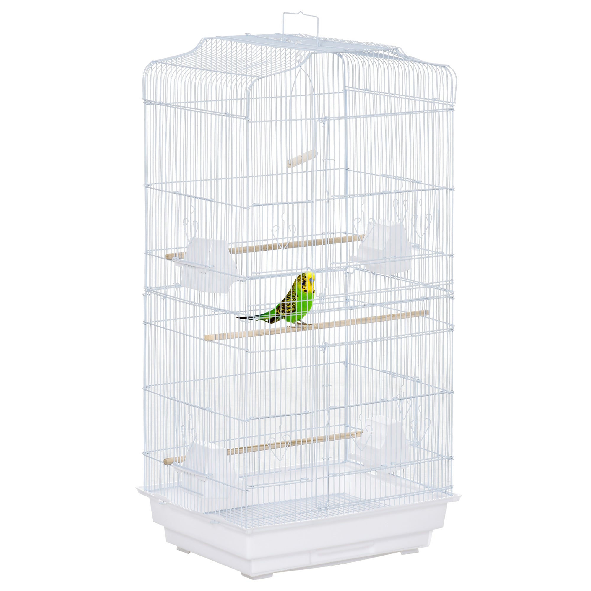 PawHut Bird Cage with Stand, Perches, Food Bowls, Swing
