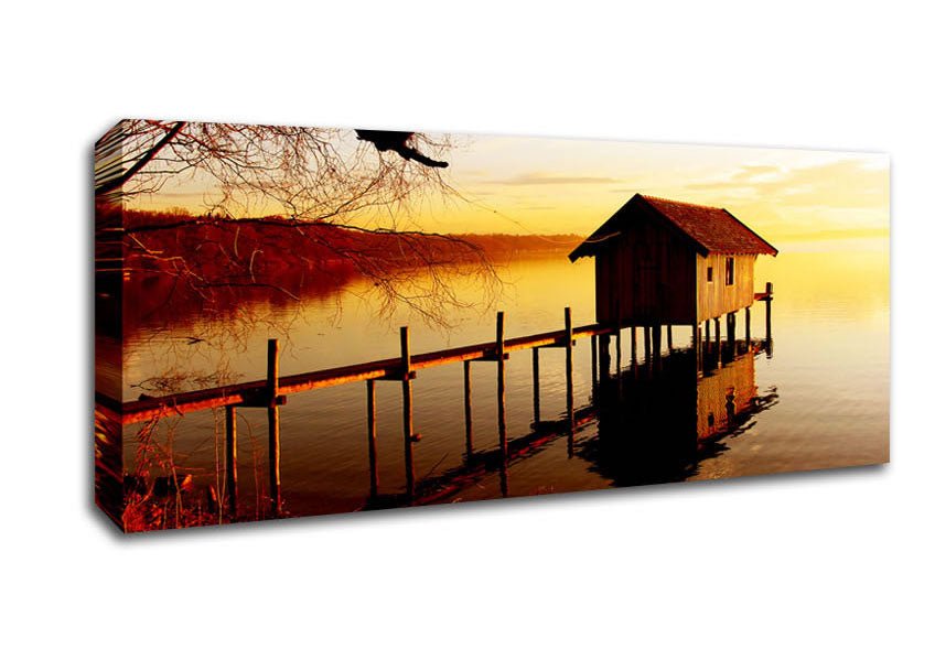 Lake Retreat Golden Canvas Wall Art - Zestio