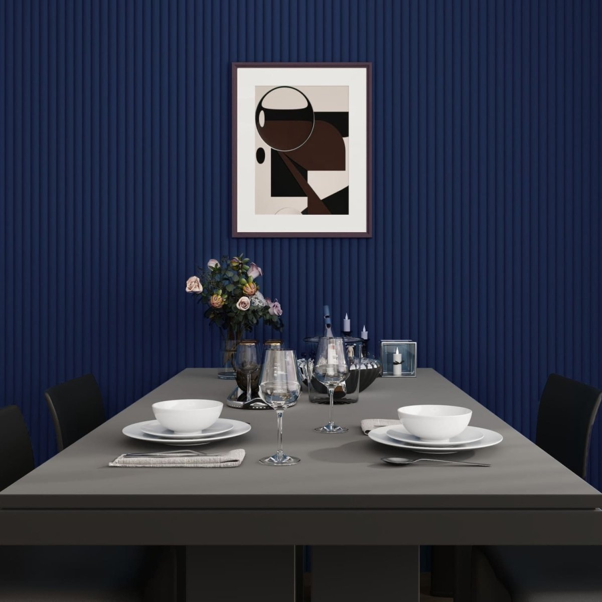 Large Fluted Wall Panels in Blue Maize - 240cm x 60cm - Zestio