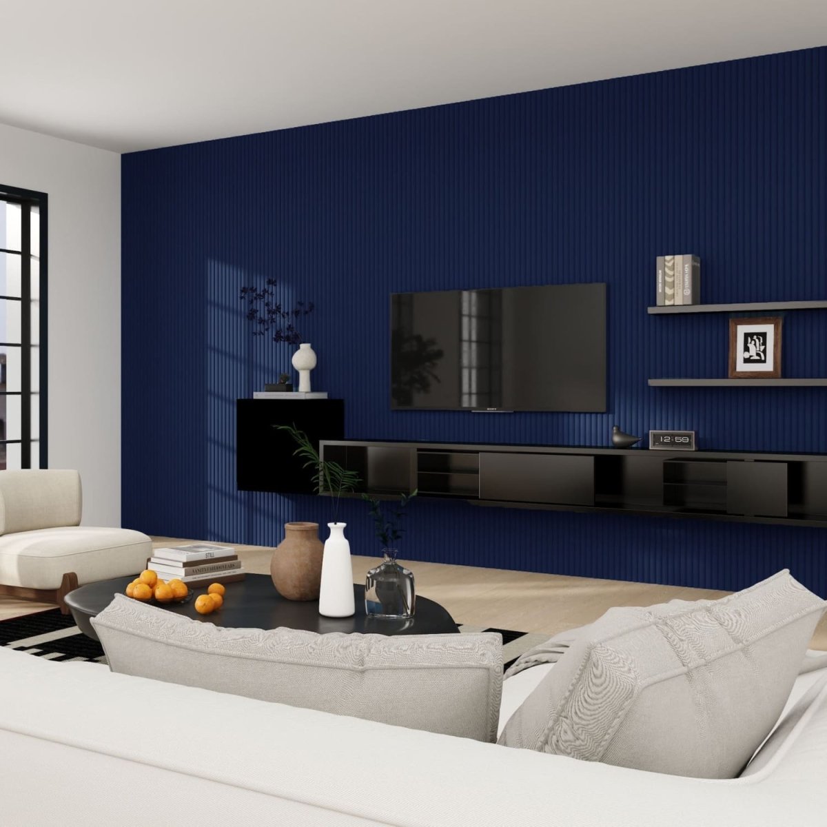 Large Fluted Wall Panels in Blue Maize - 240cm x 60cm - Zestio