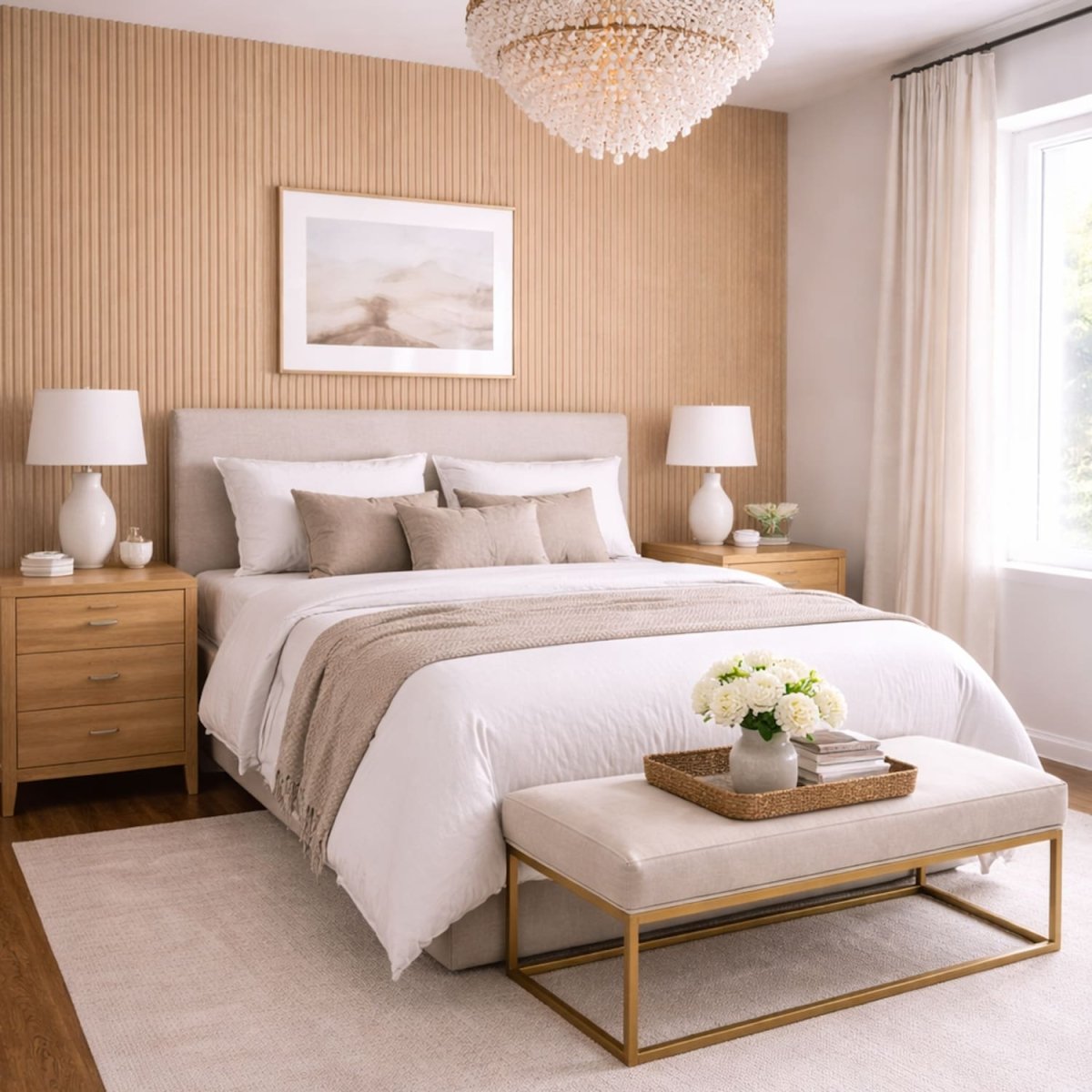 Large Fluted Wall Panels in Natural Oak - 240cm x 60cm - Zestio