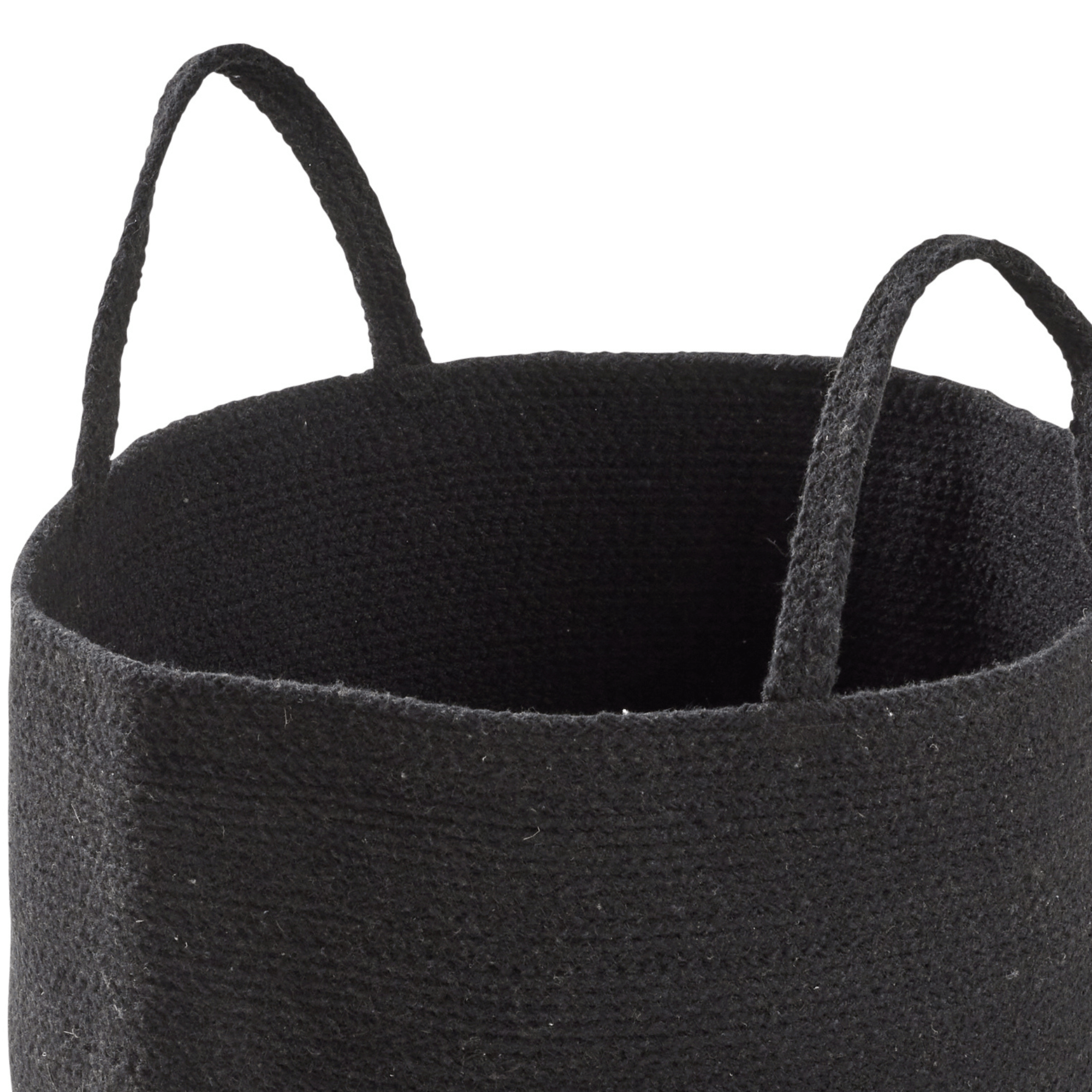 OLIVIA ROCCO Large Woven Cotton Laundry Basket With Handles Durable Rope Storage Bin For Clothes Toys Household Items Black Grey Natural