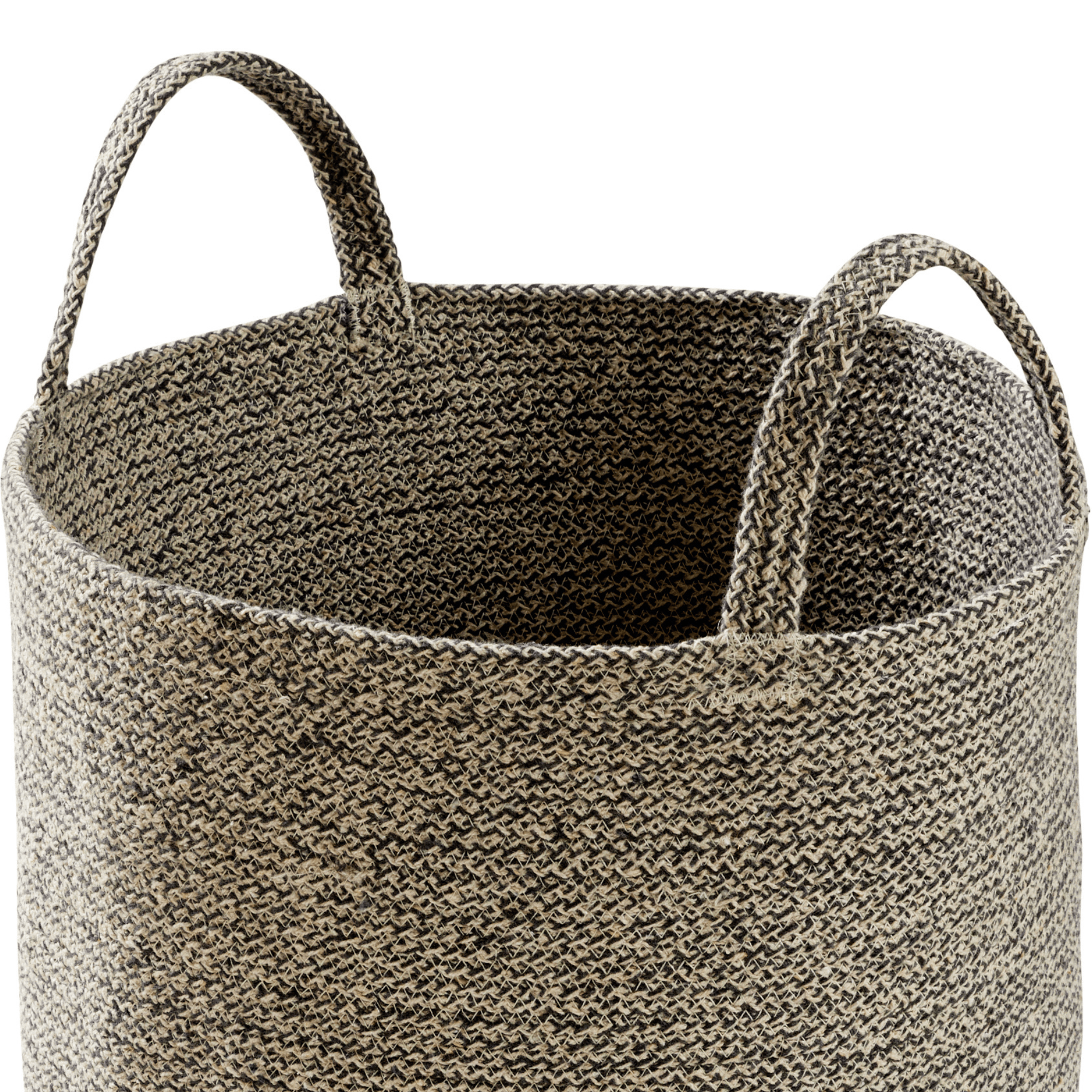 OLIVIA ROCCO Large Woven Cotton Laundry Basket With Handles Durable Rope Storage Bin For Clothes Toys Household Items Black Grey Natural