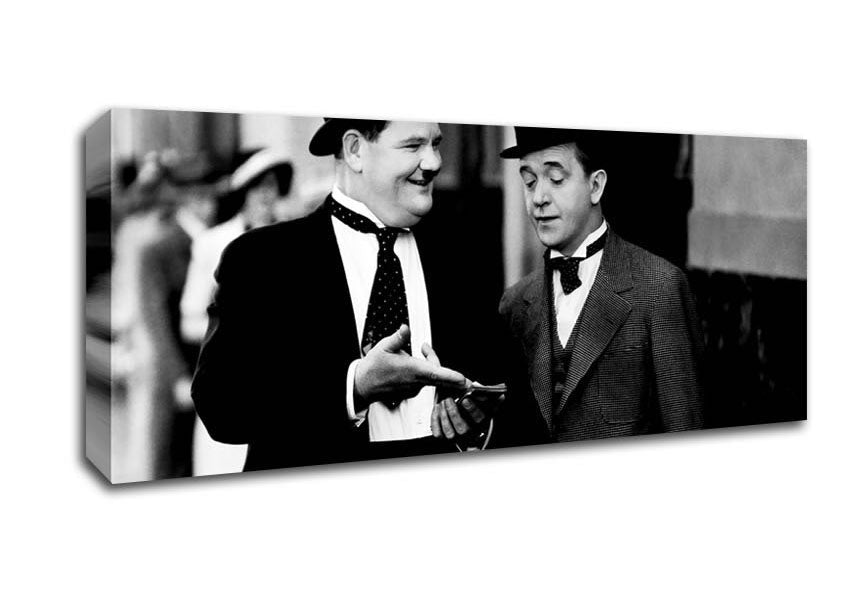 Laurel And Hardy Money Canvas Wall Art - Zestio