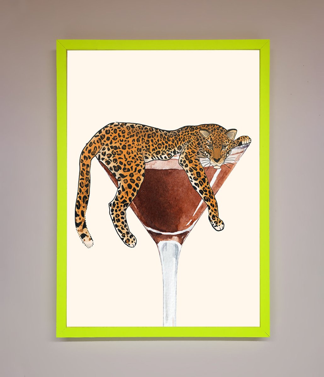 Lazy Leopard Martini Framed Poster - Zestio
