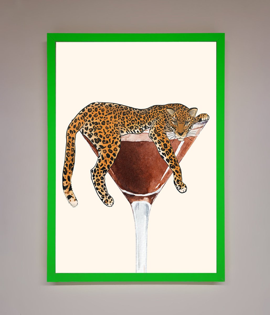 Lazy Leopard Martini Framed Poster - Zestio