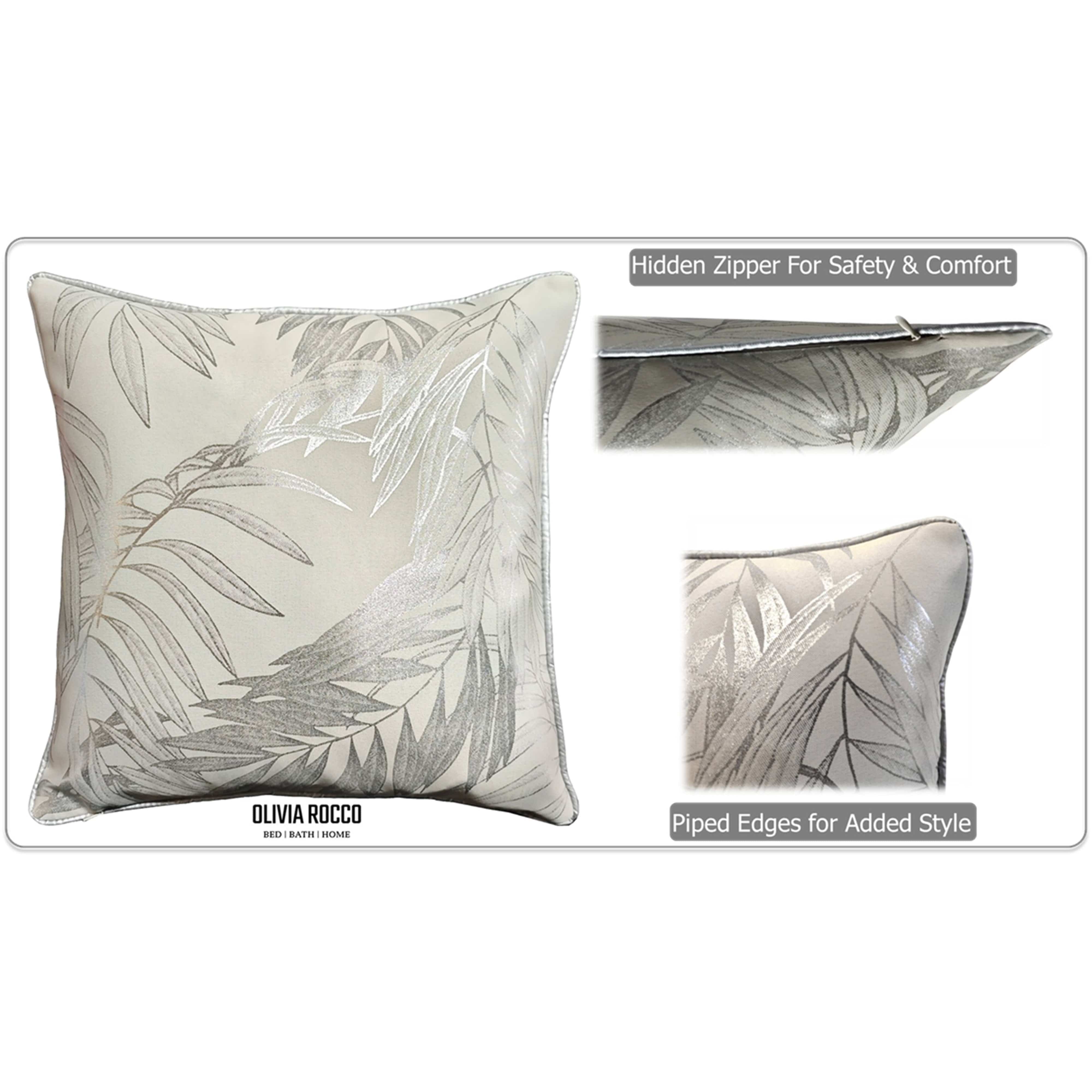 OLIVIA ROCCO Leaf Sparkle Cushion Covers 2 Pack Leaf Natural Modern Decorative Throw Pillow Cases For Sofa Or Bed With Subtle Sparkle Pattern