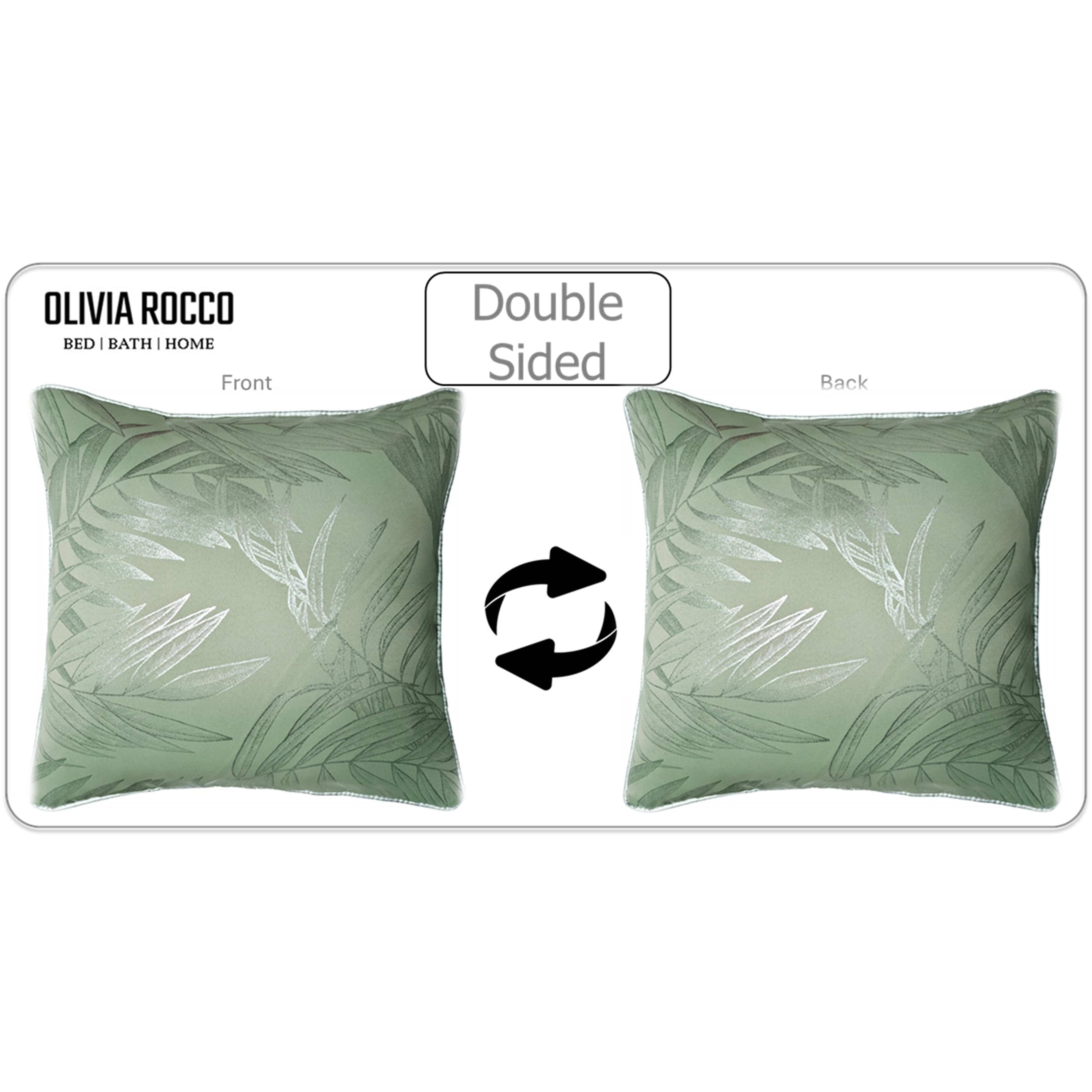 OLIVIA ROCCO Leaf Sparkle 2 Pack Cushion Covers Leaf Sage Green Modern Decorative Throw Pillow Cases for Sofa or Bed Set