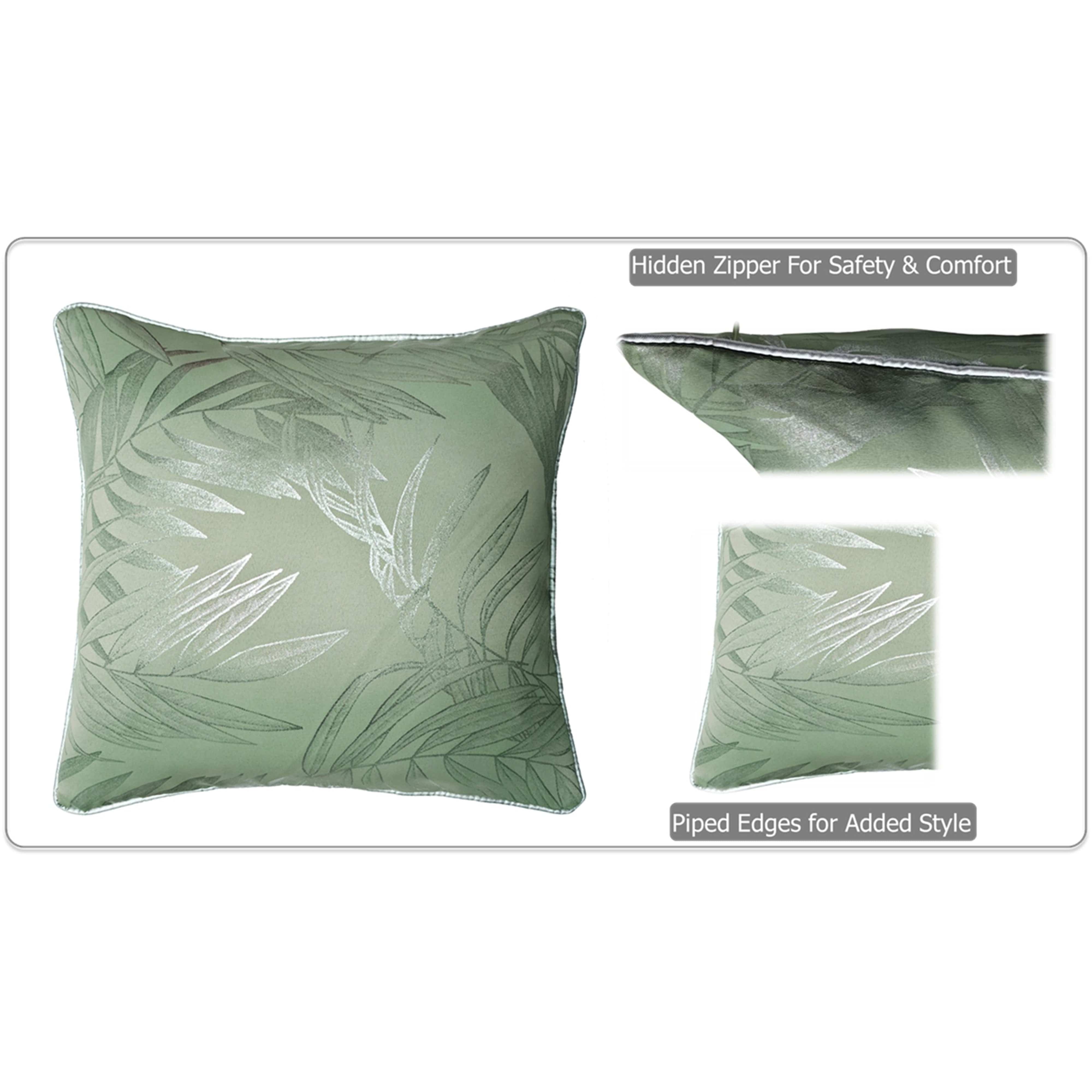 OLIVIA ROCCO Leaf Sparkle 2 Pack Cushion Covers Leaf Sage Green Modern Decorative Throw Pillow Cases for Sofa or Bed Set