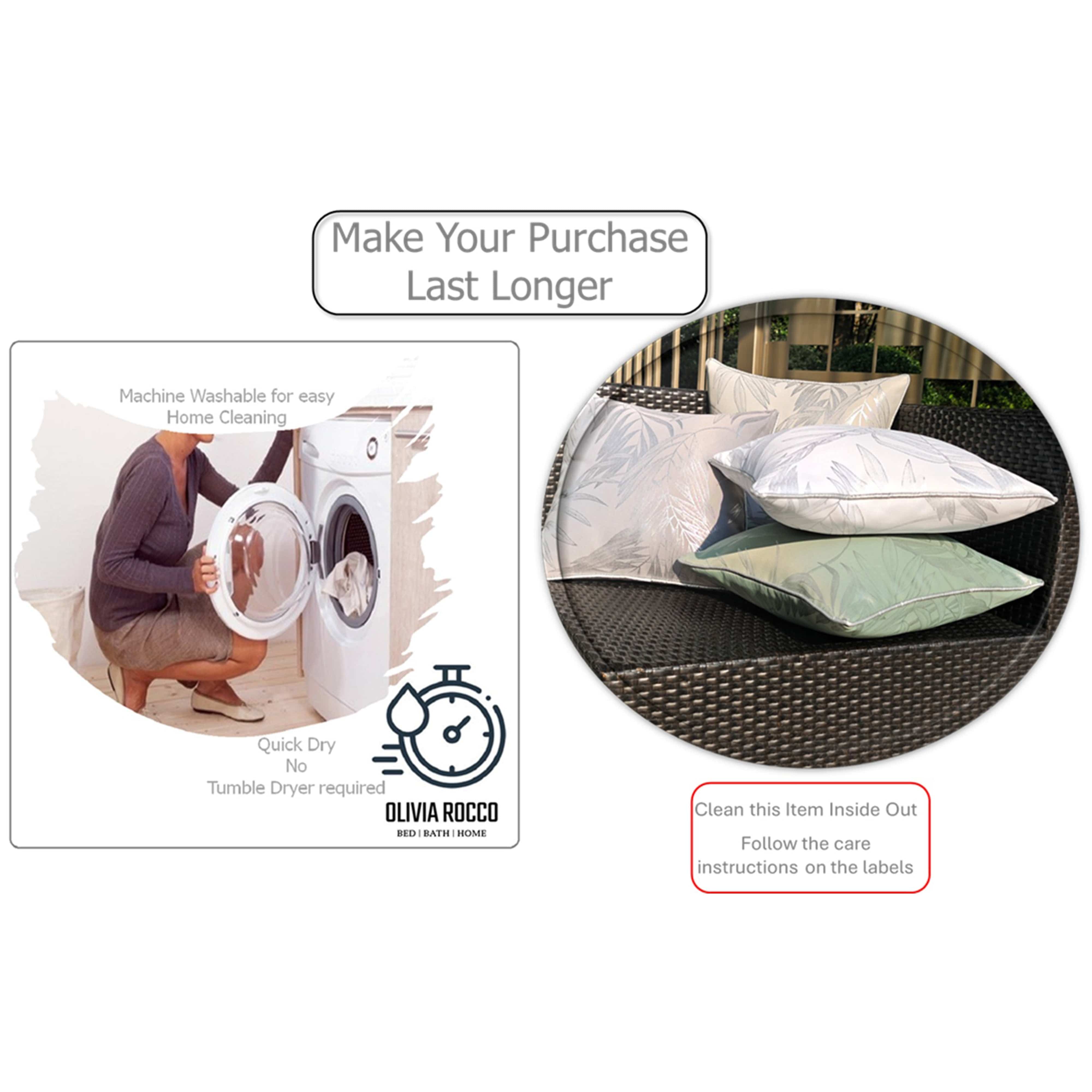 OLIVIA ROCCO Leaf Sparkle Set Of 2 Cushion Covers Leaf White Modern Decorative Throw Pillow Cases For Sofa And Bed Decor