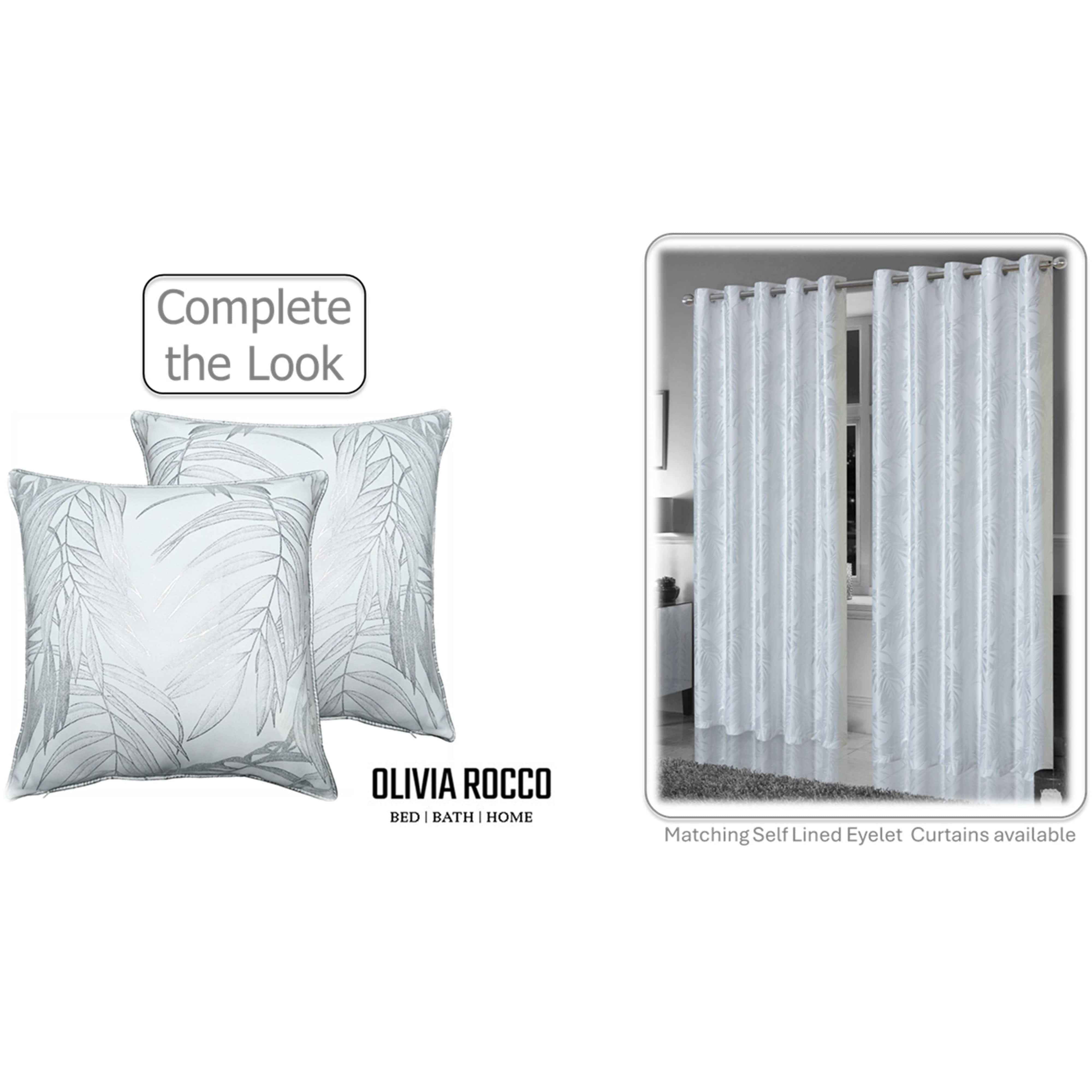 OLIVIA ROCCO Leaf Sparkle Set Of 2 Cushion Covers Leaf White Modern Decorative Throw Pillow Cases For Sofa And Bed Decor