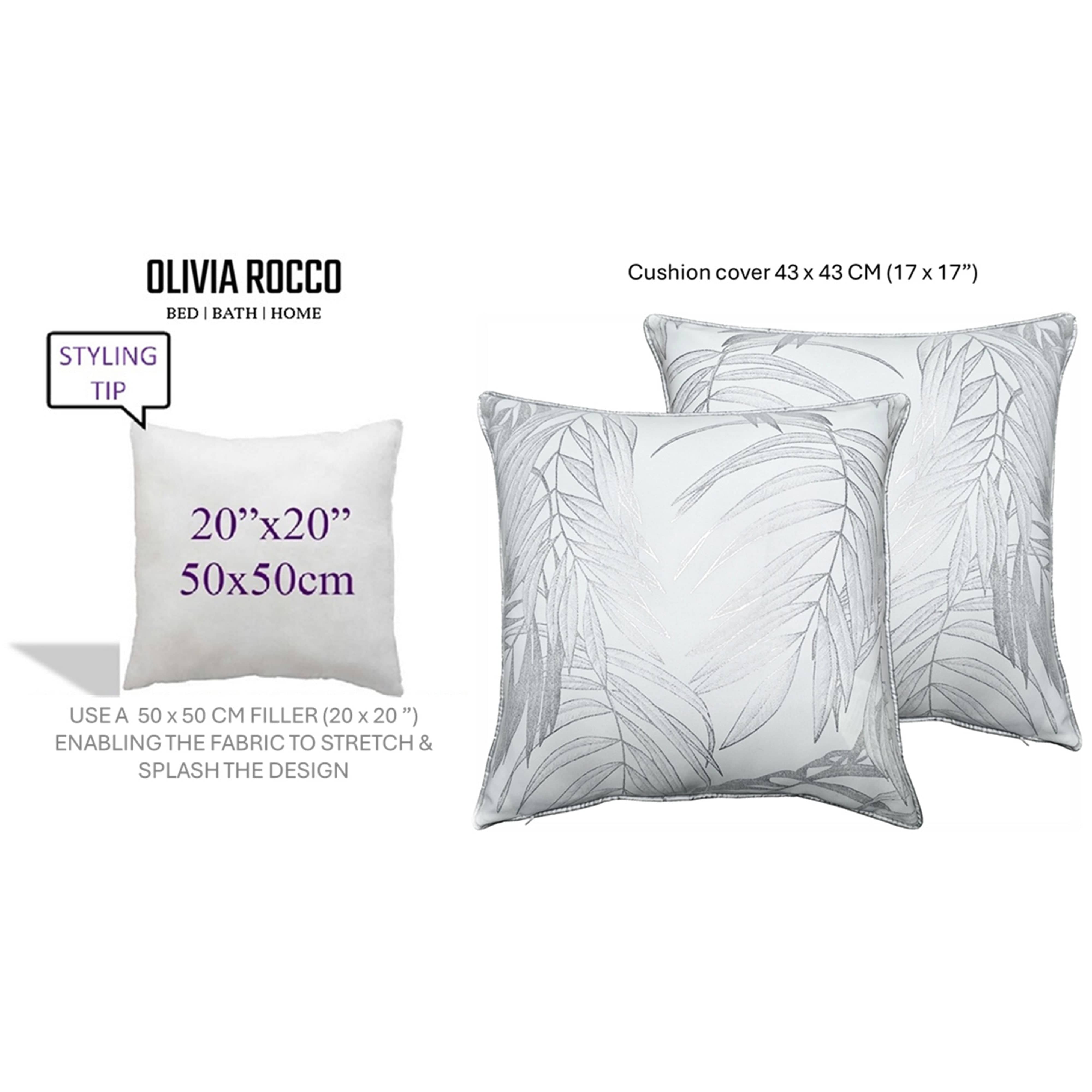 OLIVIA ROCCO Leaf Sparkle Set Of 2 Cushion Covers Leaf White Modern Decorative Throw Pillow Cases For Sofa And Bed Decor