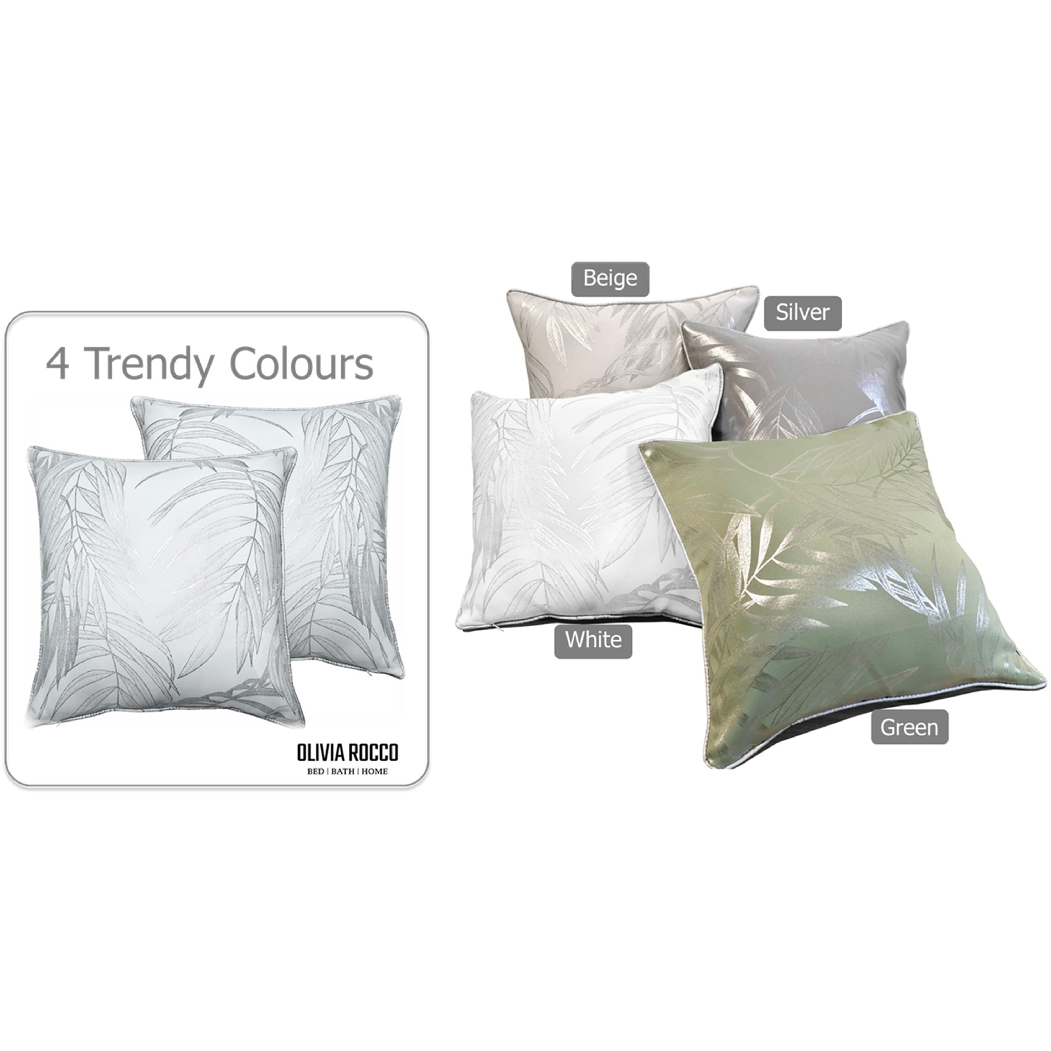 OLIVIA ROCCO Leaf Sparkle Set Of 2 Cushion Covers Leaf White Modern Decorative Throw Pillow Cases For Sofa And Bed Decor