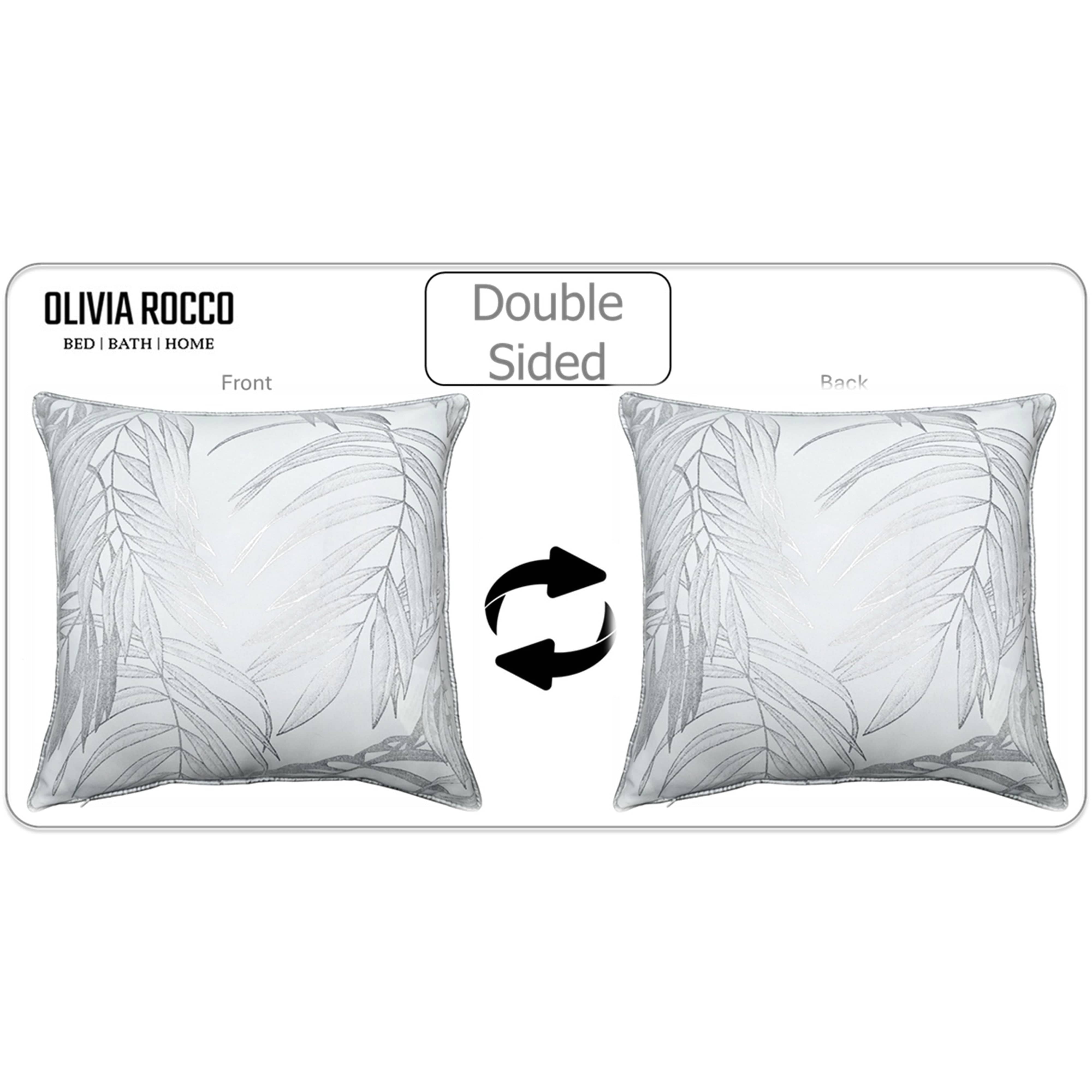 OLIVIA ROCCO Leaf Sparkle Set Of 2 Cushion Covers Leaf White Modern Decorative Throw Pillow Cases For Sofa And Bed Decor