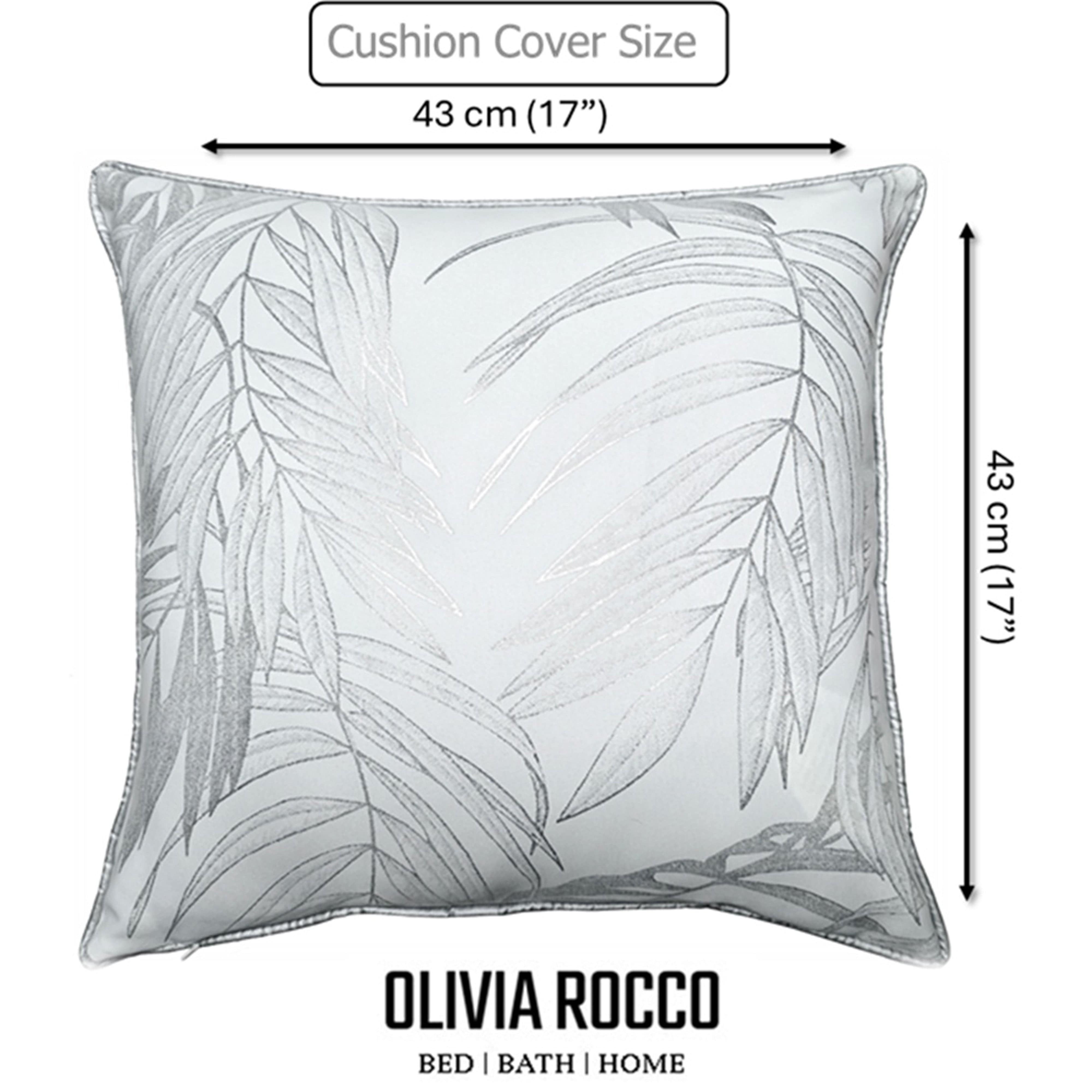 OLIVIA ROCCO Leaf Sparkle Set Of 2 Cushion Covers Leaf White Modern Decorative Throw Pillow Cases For Sofa And Bed Decor