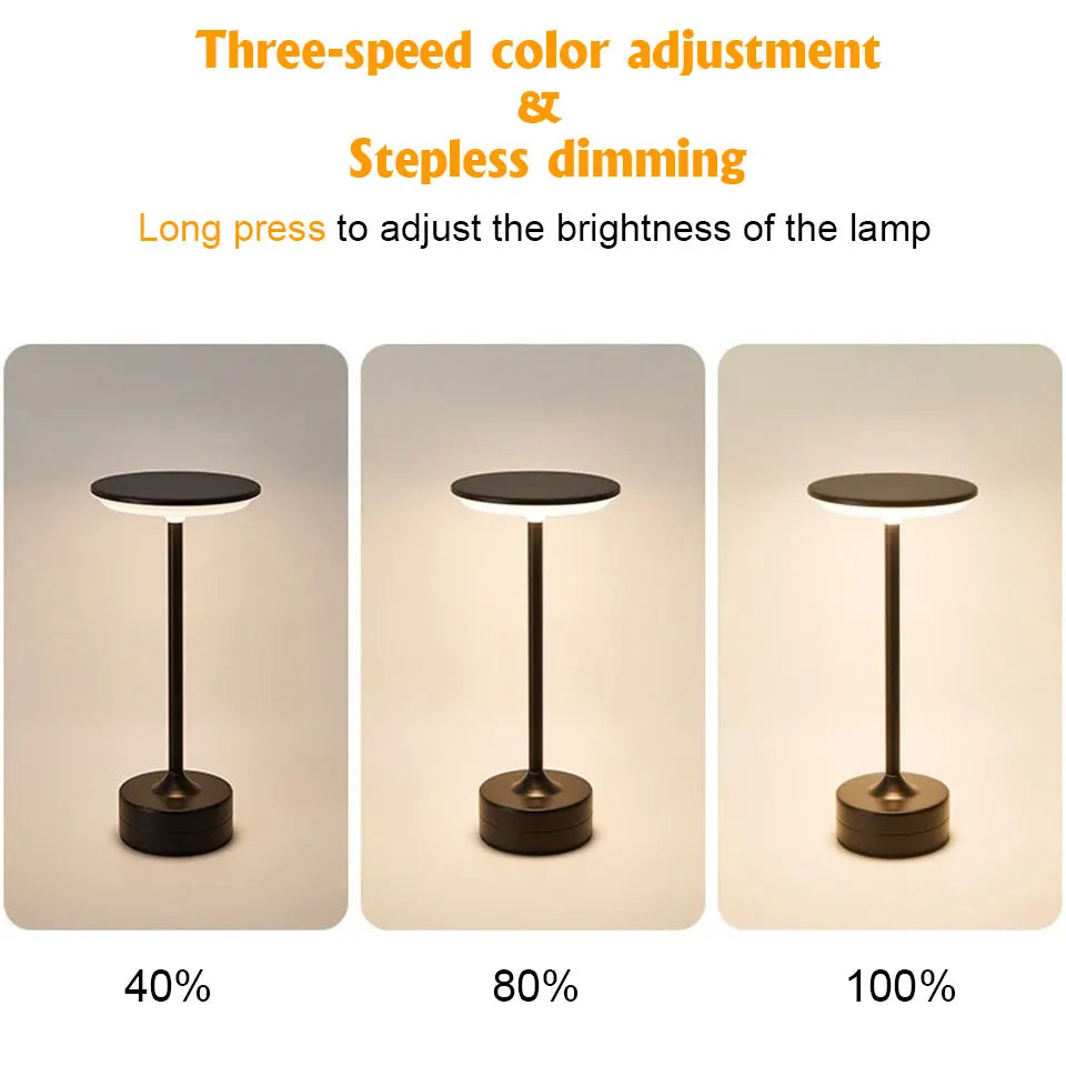 LED Table Lamp Touch Sensor Night Light – USB Rechargeable Portable Wireless Lamp for Bedroom, Restaurant, Hotel, or Bar
